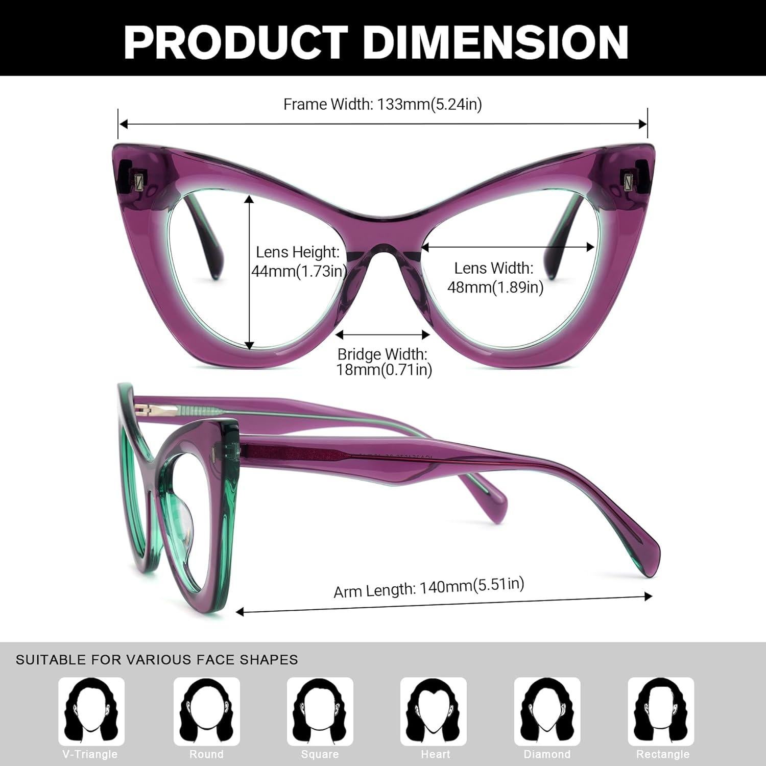 Gafas de Ojo de Gato Zeelool para Mujeres - Acetato Morado