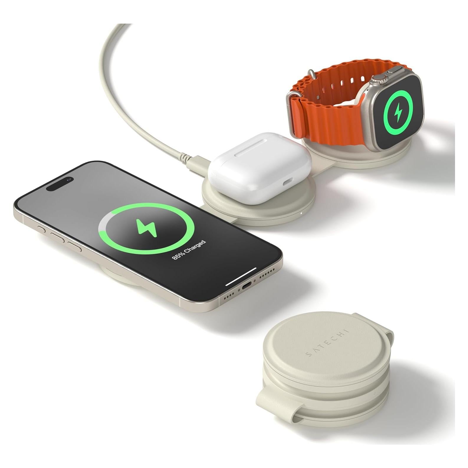 Cargador Inalámbrico 3 en 1 Satechi Qi2 15W Arena