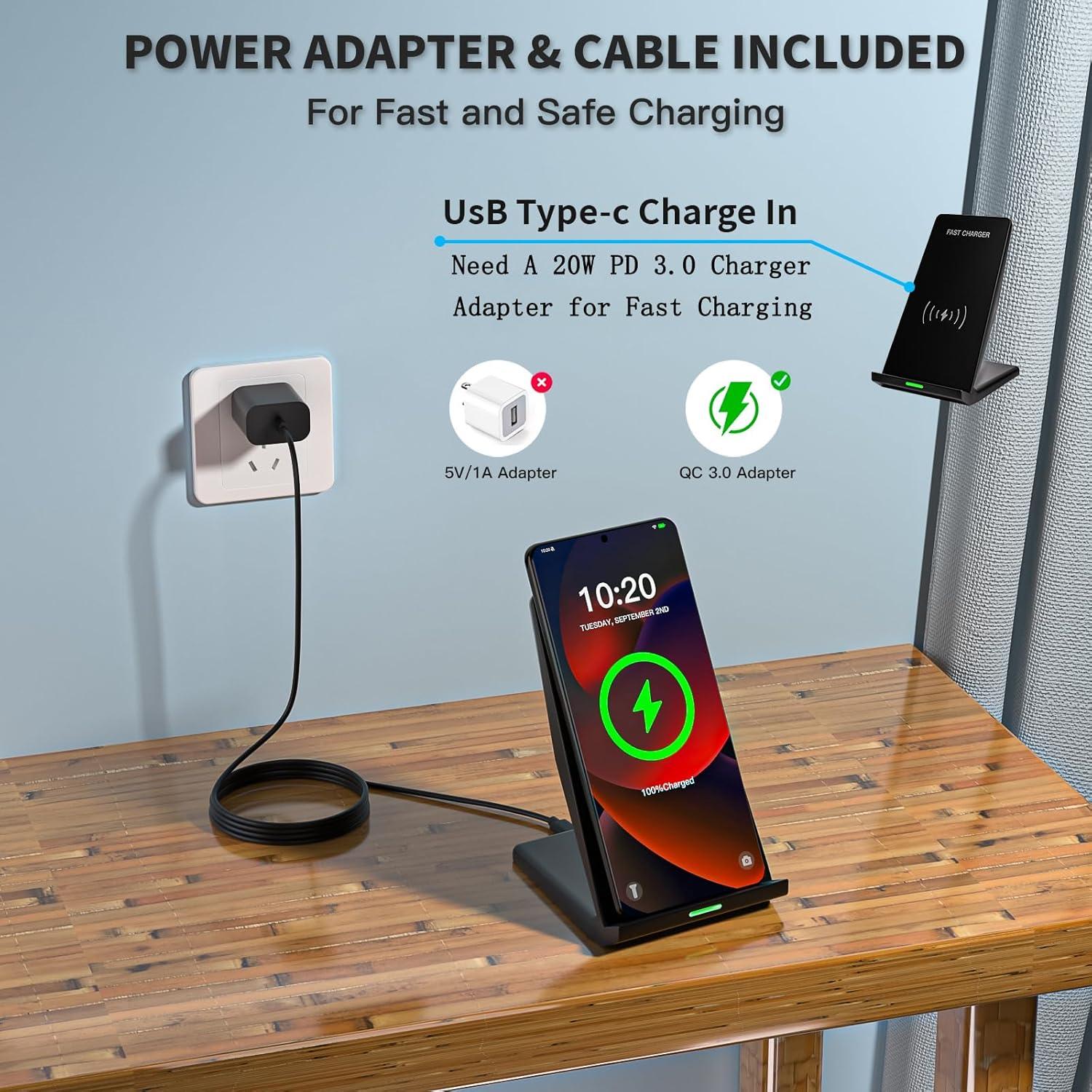 Soporte de Carga Inalámbrica Rvelon 15W con Adaptador 20W