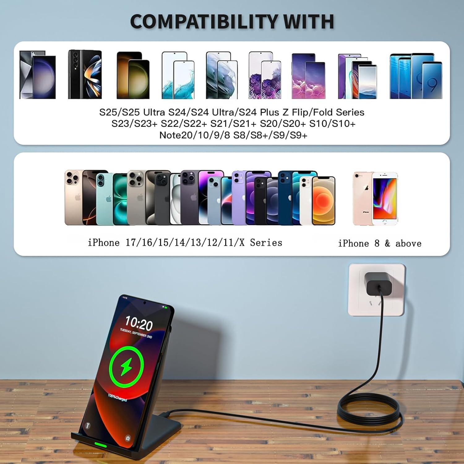 Soporte de Carga Inalámbrica Rvelon 15W con Adaptador 20W