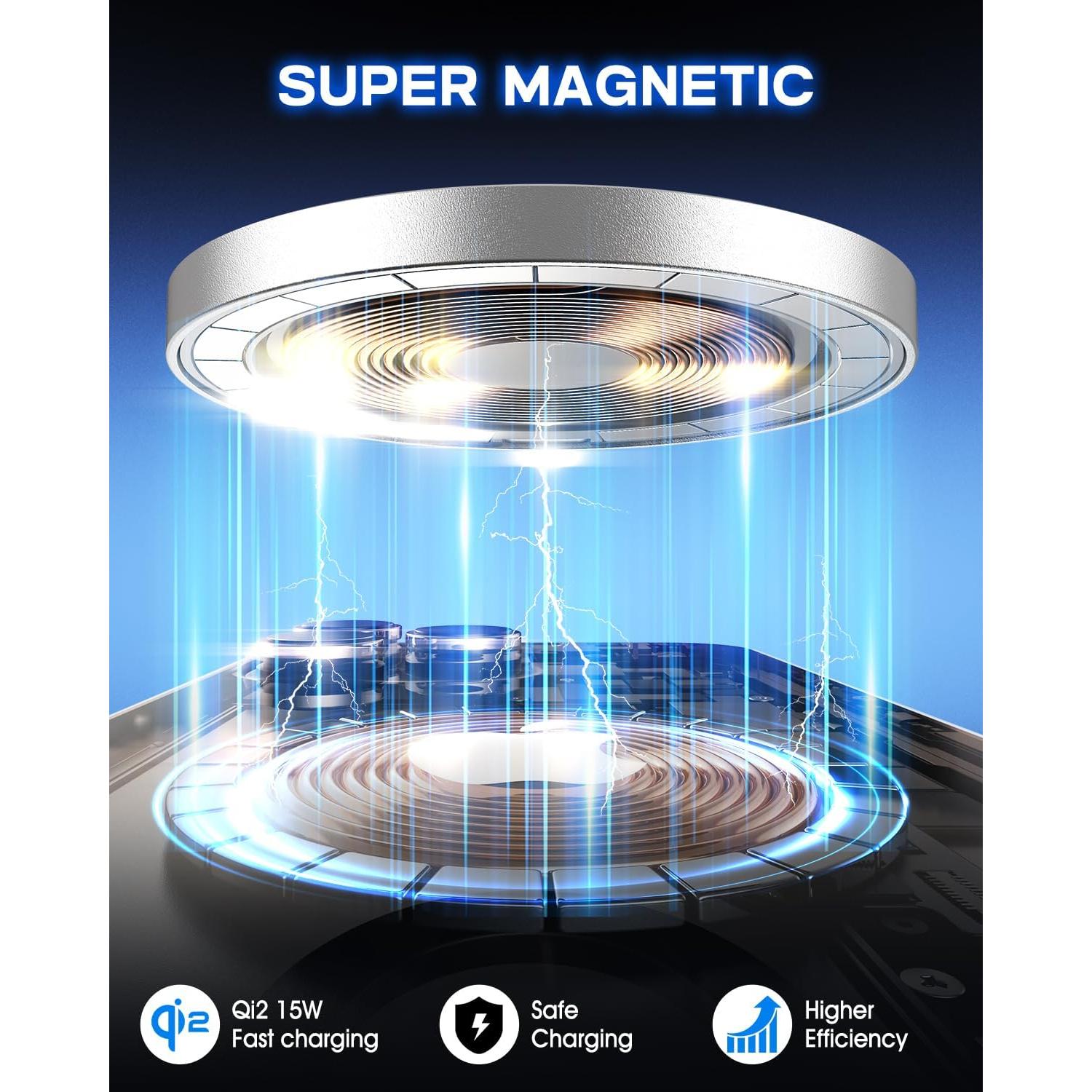 Cargador Inalámbrico Mag-Safe Yootech 15W Qi2 Plata