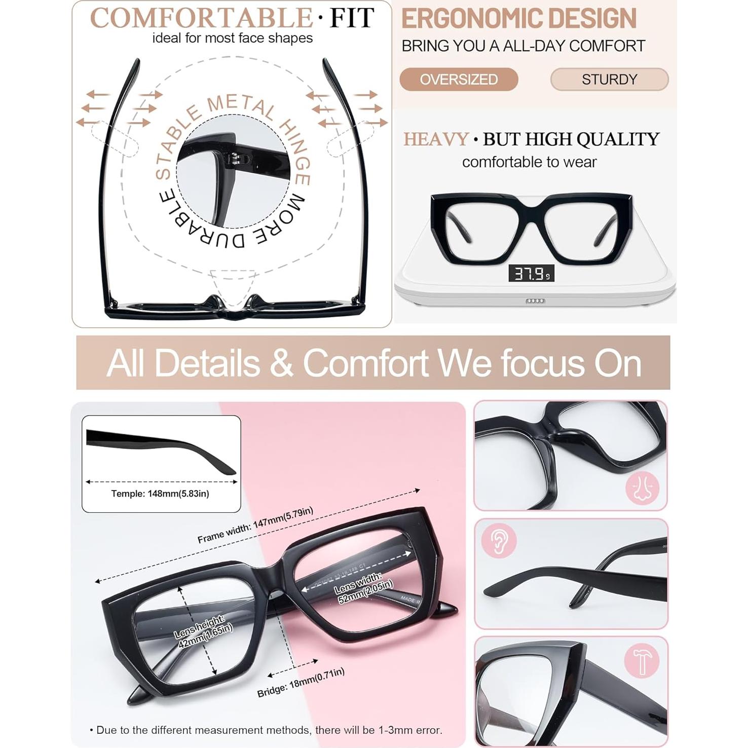 Gafas de Lectura Oversized MARE AZZURO Gato Ojo 1.0 - 3.5