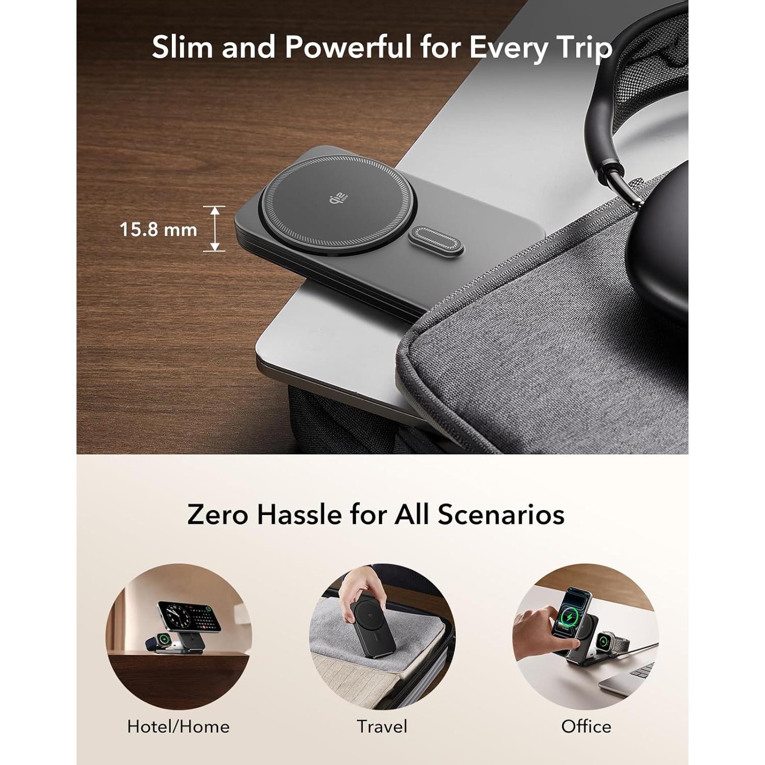 Cargador Inalámbrico 3 en 1 ESR Qi2.2 25W Negro