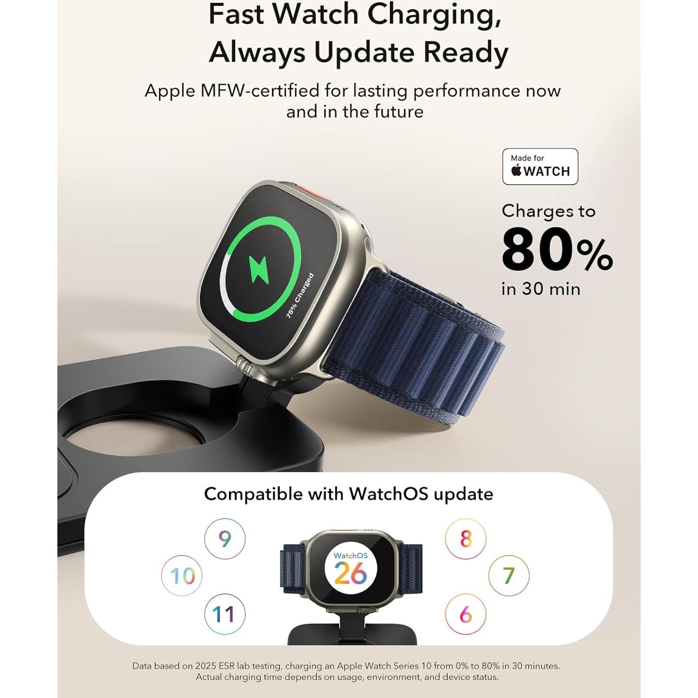 Cargador Inalámbrico 3 en 1 ESR Qi2.2 25W Negro