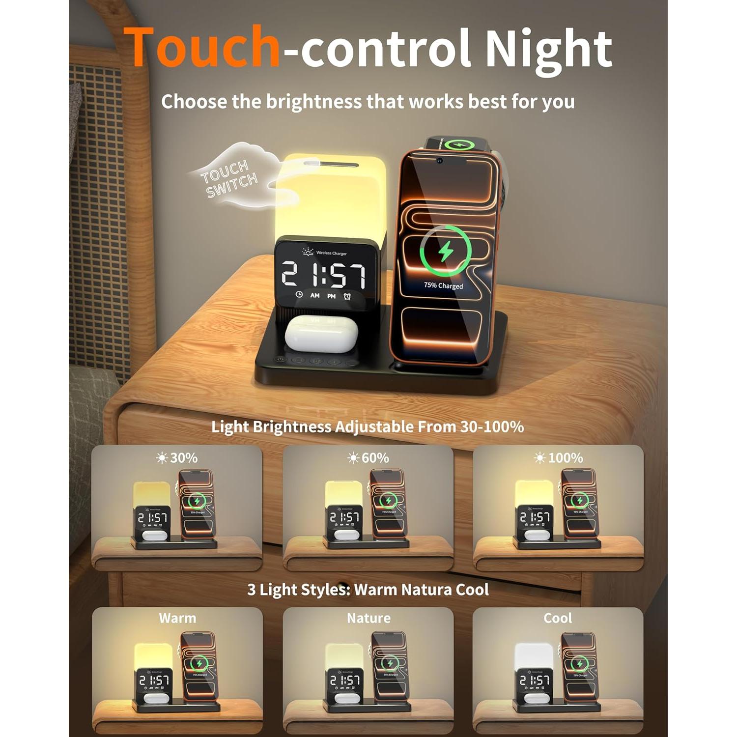 Estación de Carga Inalámbrica 6 en 1 Apple con Reloj