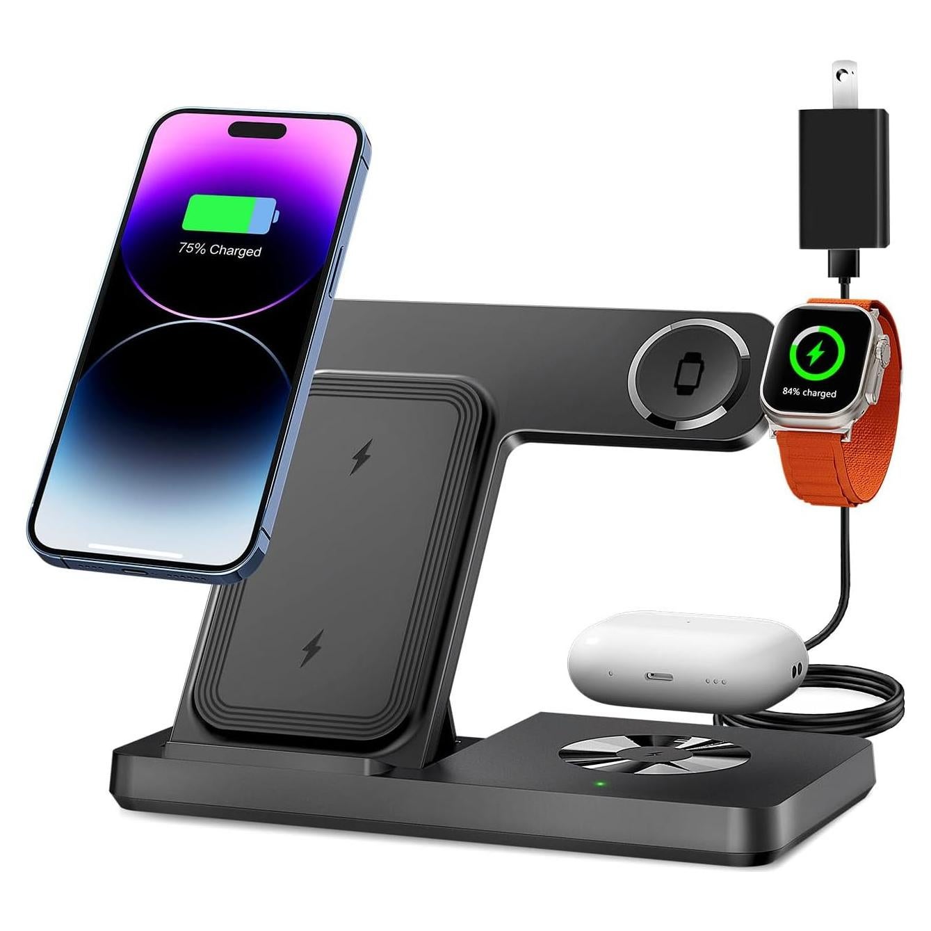 Cargador Inalámbrico 3 en 1 Dongguan para iPhone, Apple Watch y AirPods