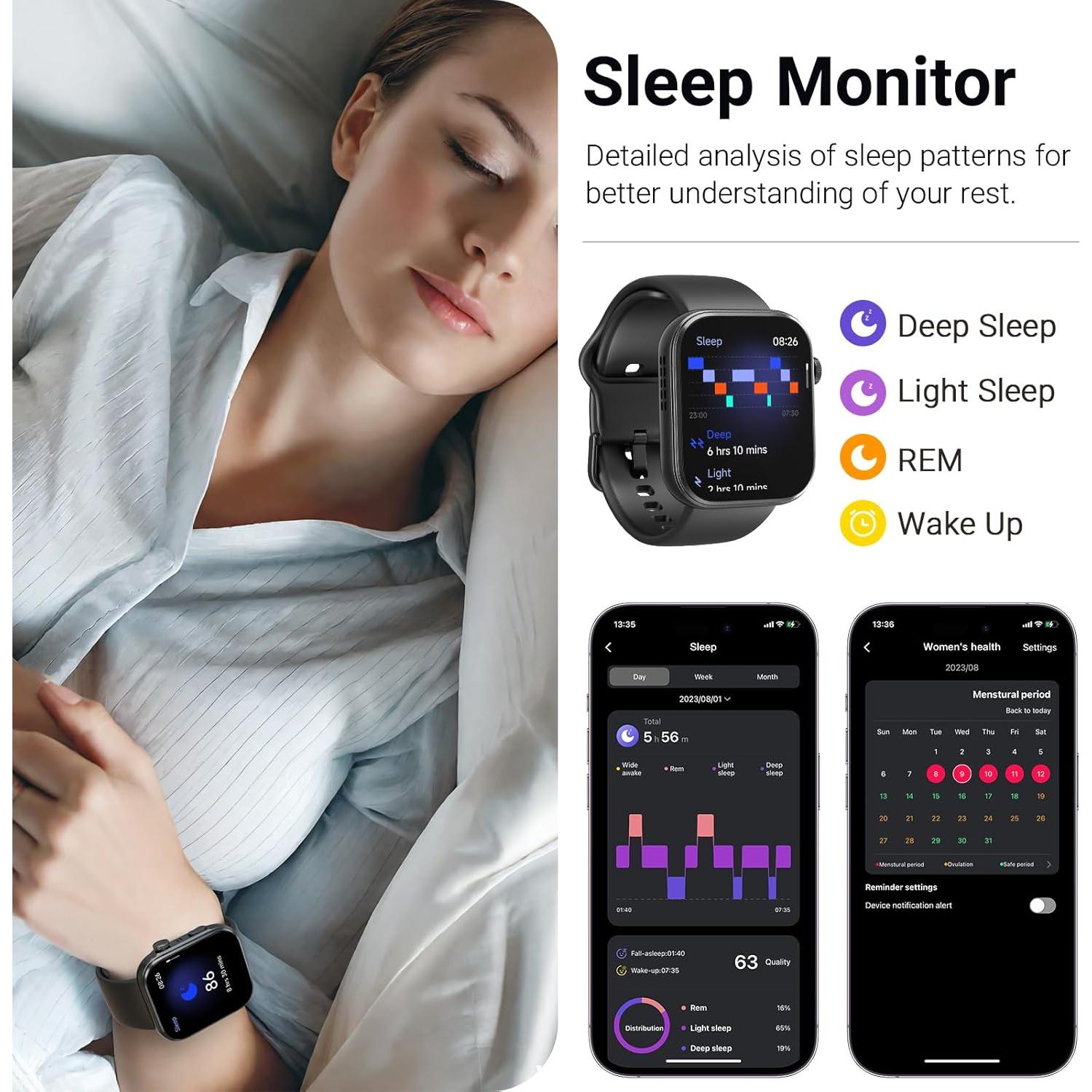 Reloj Inteligente TOZO S6 AMOLED 1.85" Bluetooth IP68 Negro