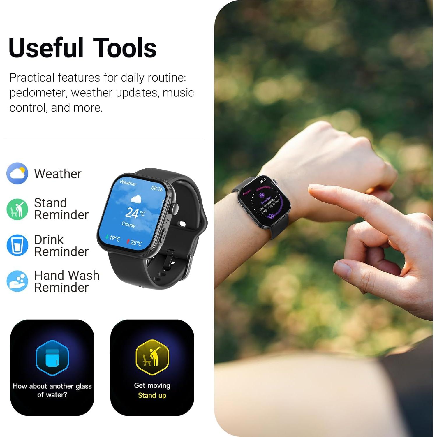 Reloj Inteligente TOZO S6 AMOLED 1.85" Bluetooth IP68 Negro