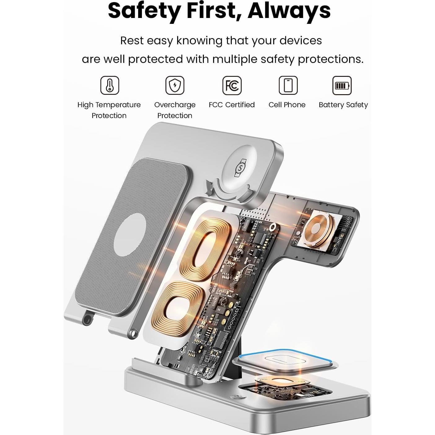 Cargador Inalámbrico 3 en 1 GEEKERA para Samsung Galaxy y Watch