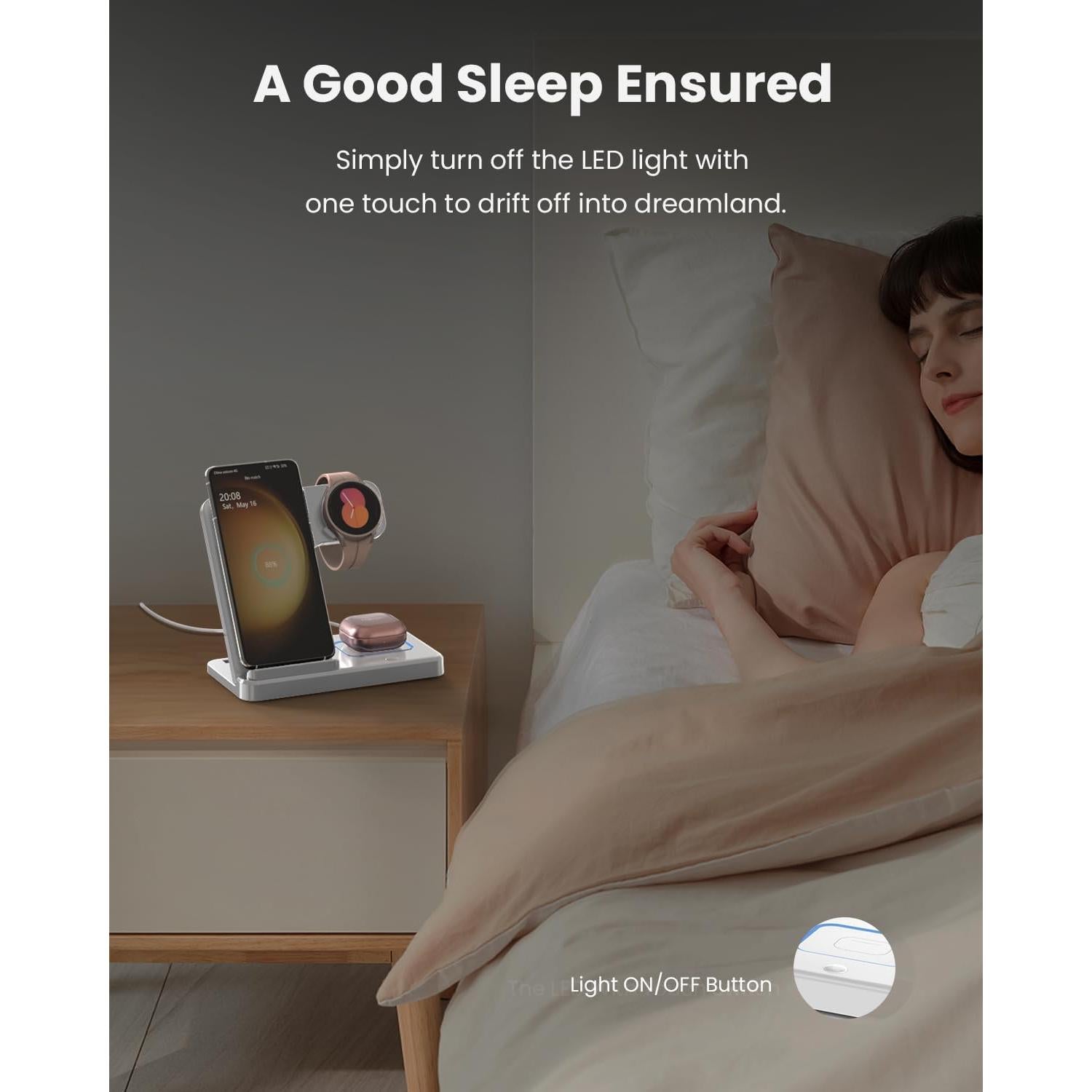 Cargador Inalámbrico 3 en 1 GEEKERA para Samsung Galaxy y Watch