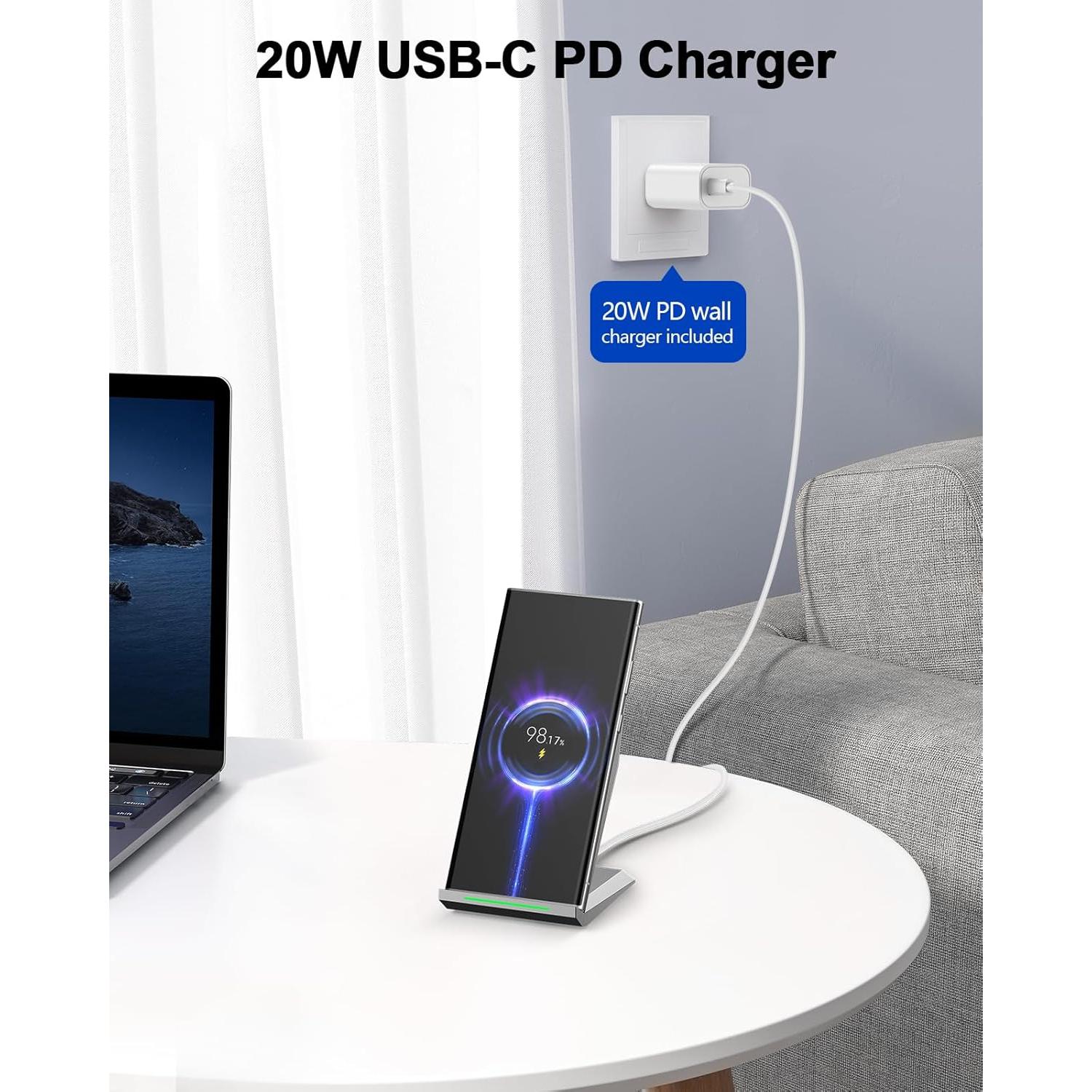 Cargador Inalámbrico Rápido NANAMI 20W con Soporte Qi Plata