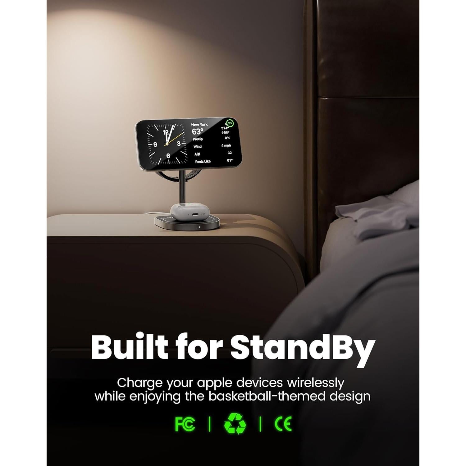 Cargador Inalámbrico 3 en 1 KU XIU X85 para iPhone, Negro