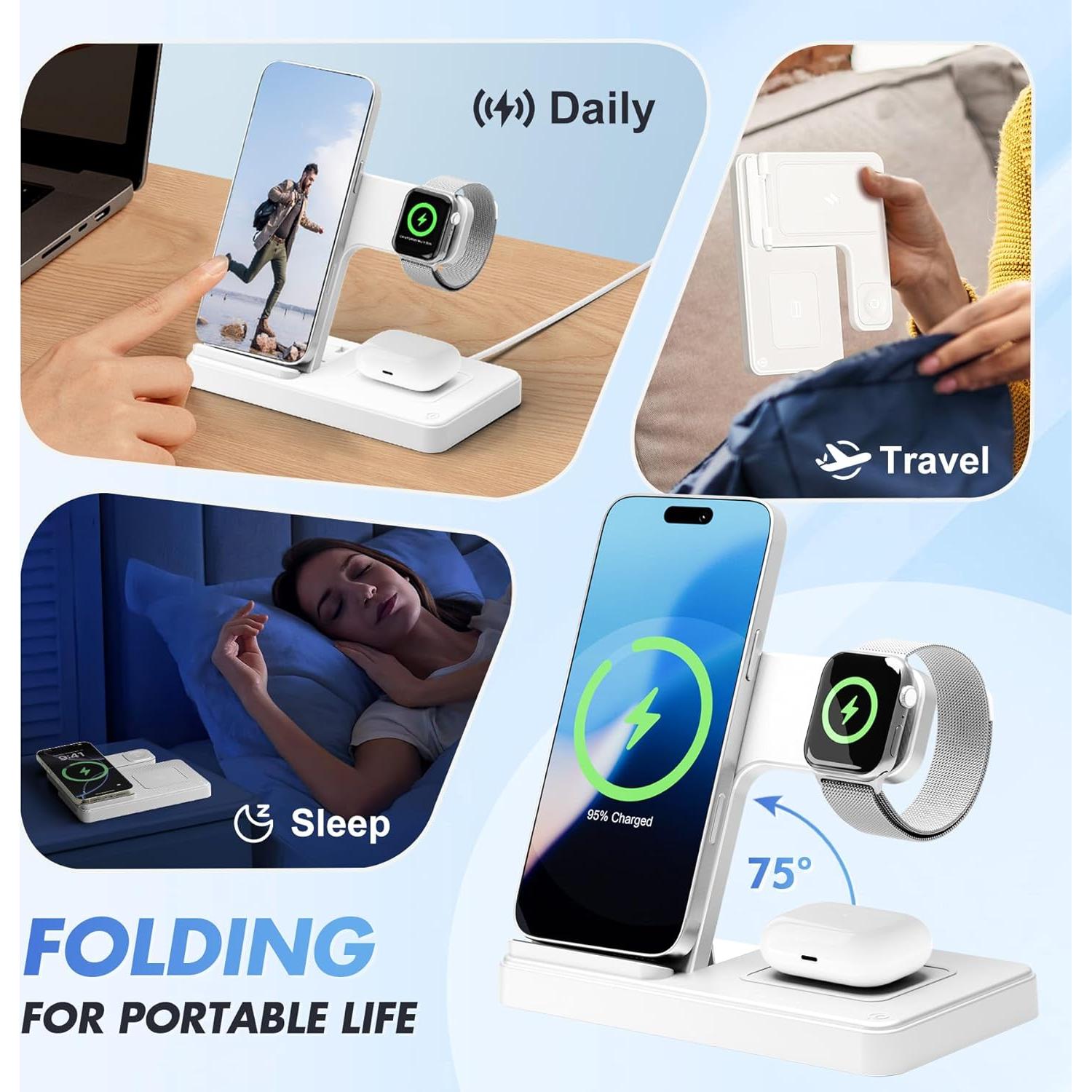 Estación de Carga Inalámbrica 3 en 1 SMILE STATION para Apple