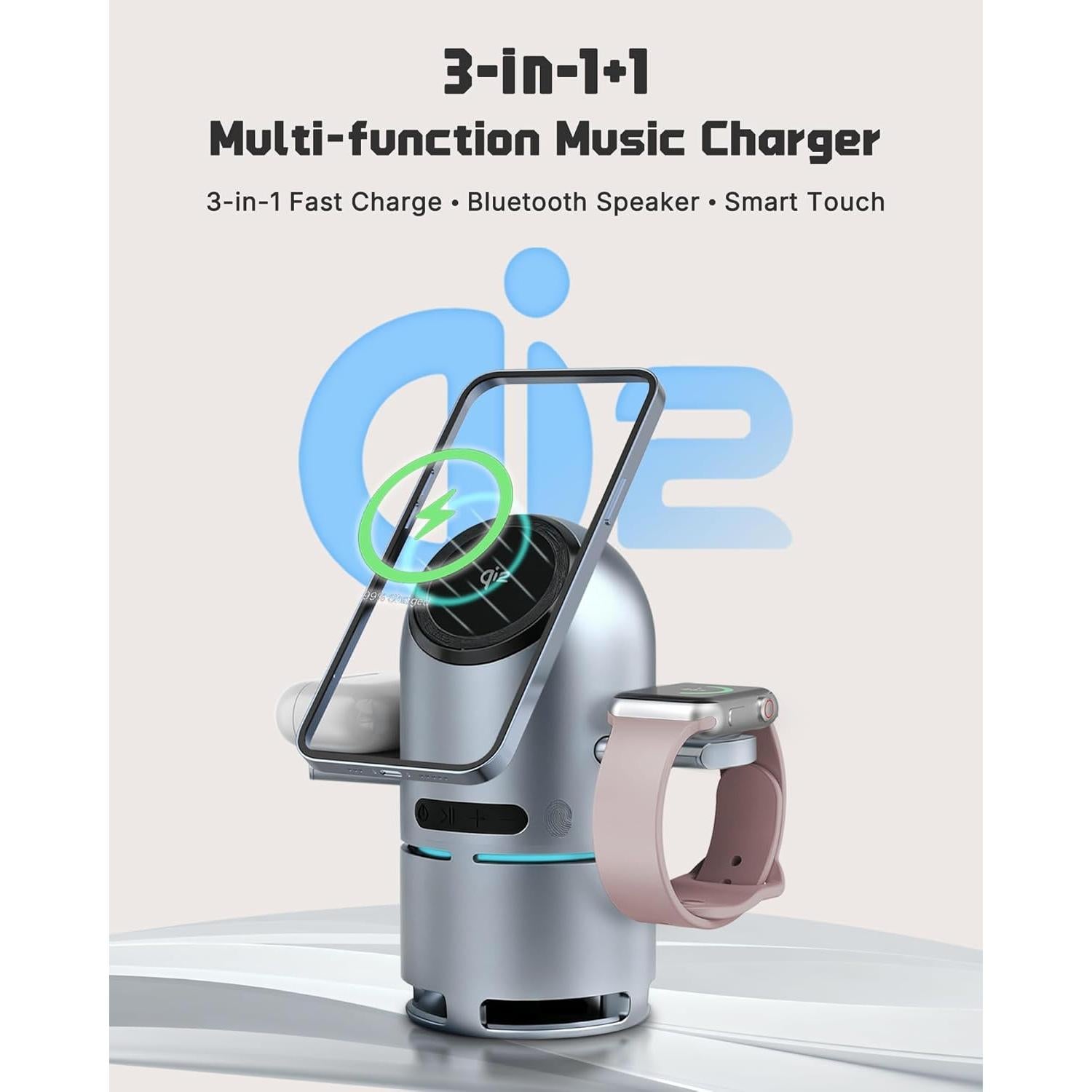 Estación de Carga Inalámbrica 3-en-1 Funtastech CS-S9B 30W