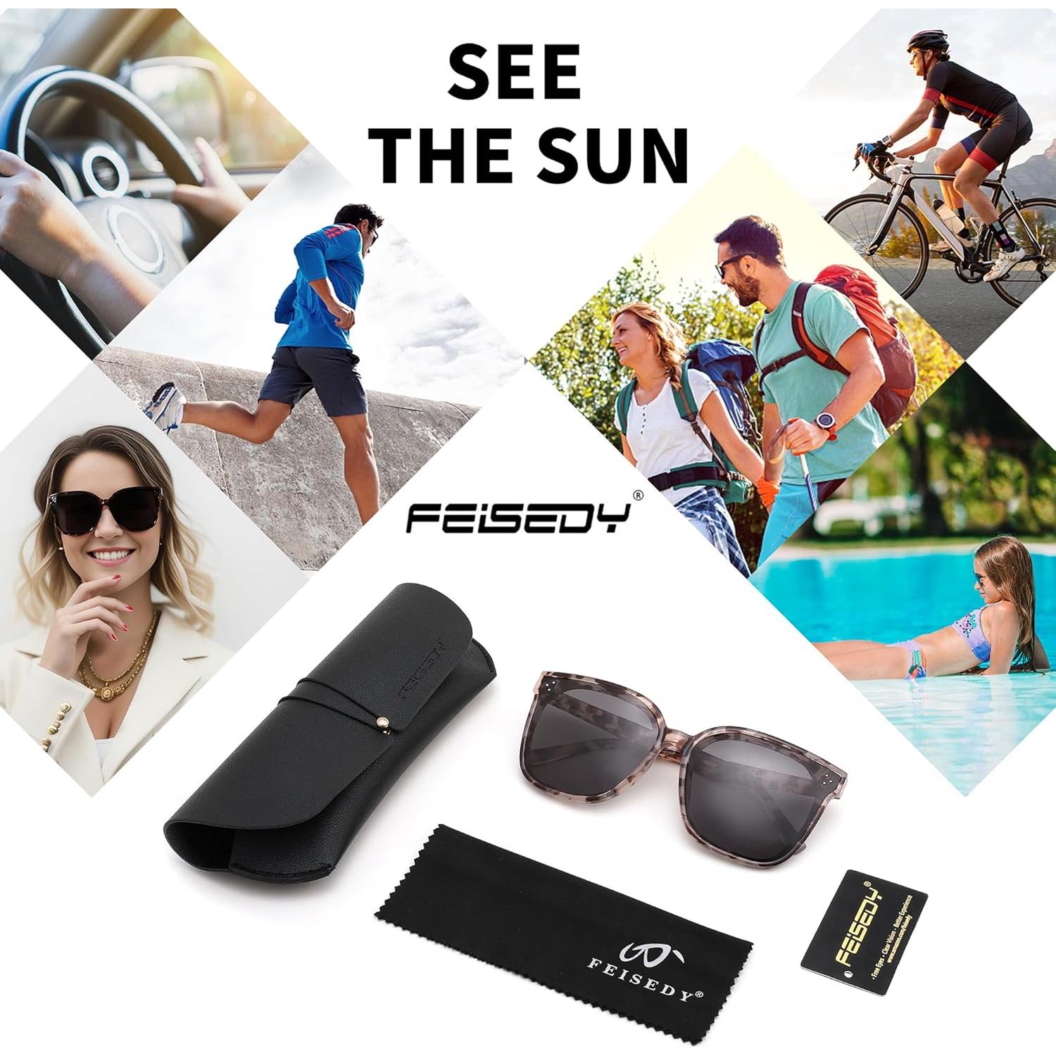 Gafas de sol polarizadas FEISEDY - Marco cuadrado UV400