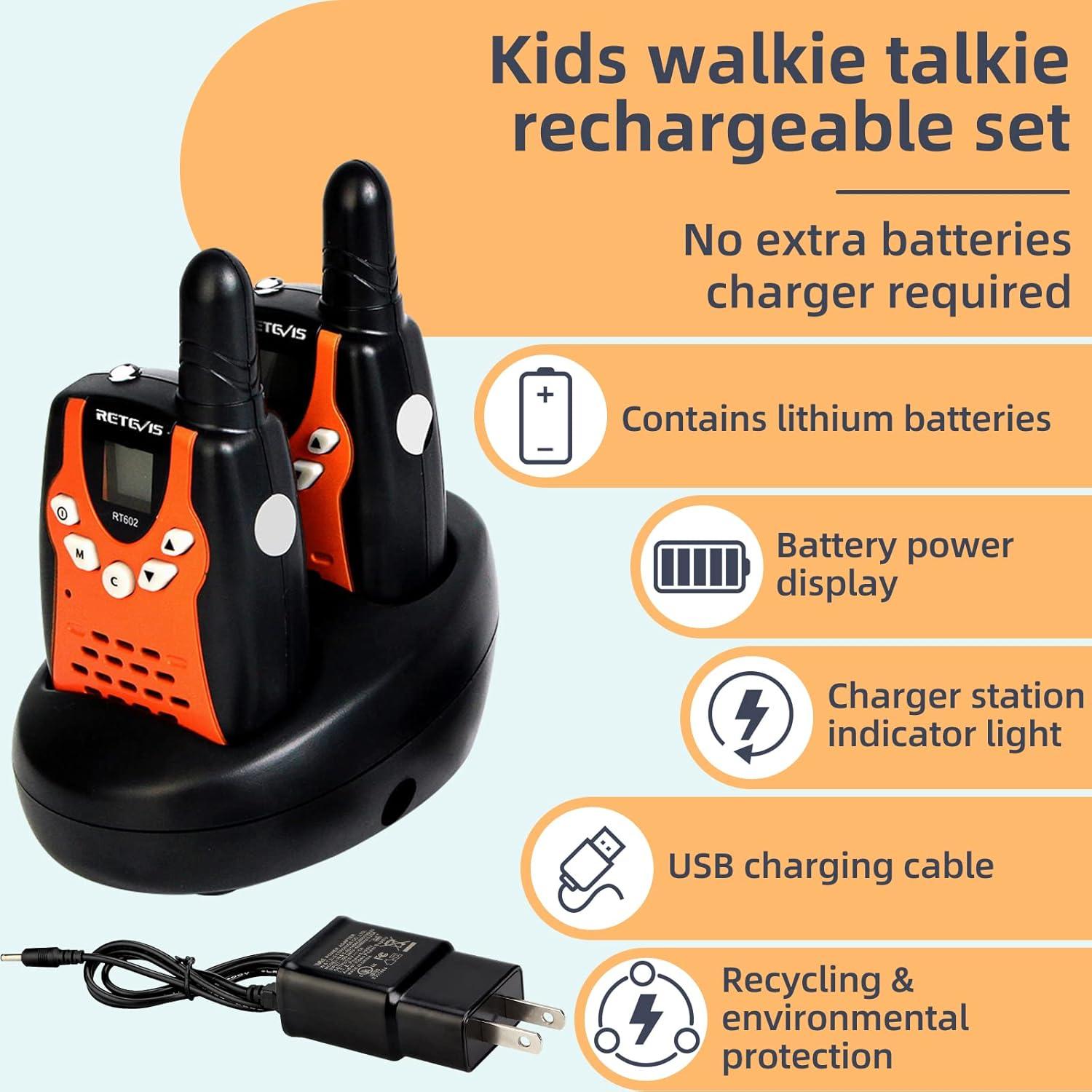Walkie Talkies Retevis RT602 Recargables para Niños Naranja
