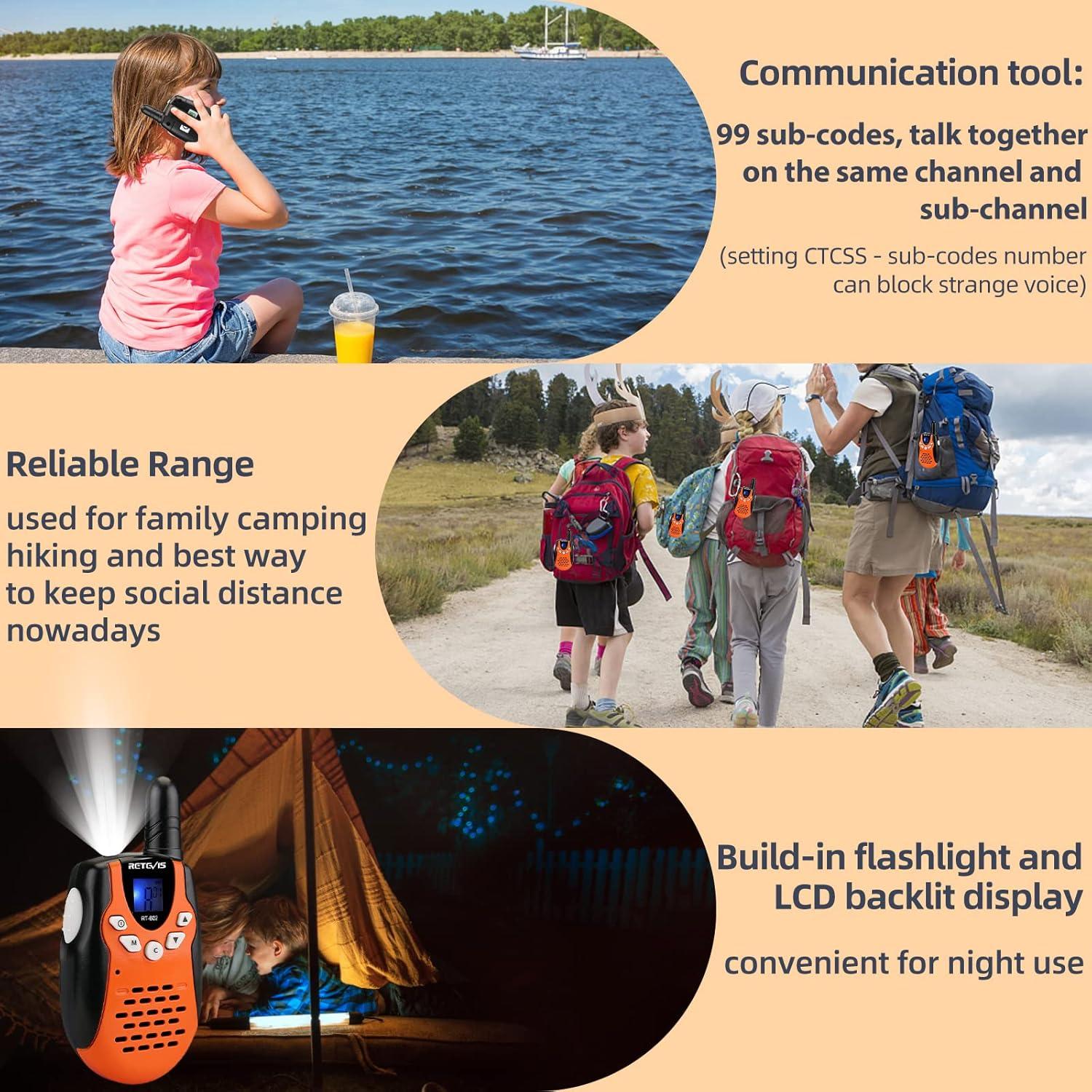 Walkie Talkies Retevis RT602 Recargables para Niños Naranja