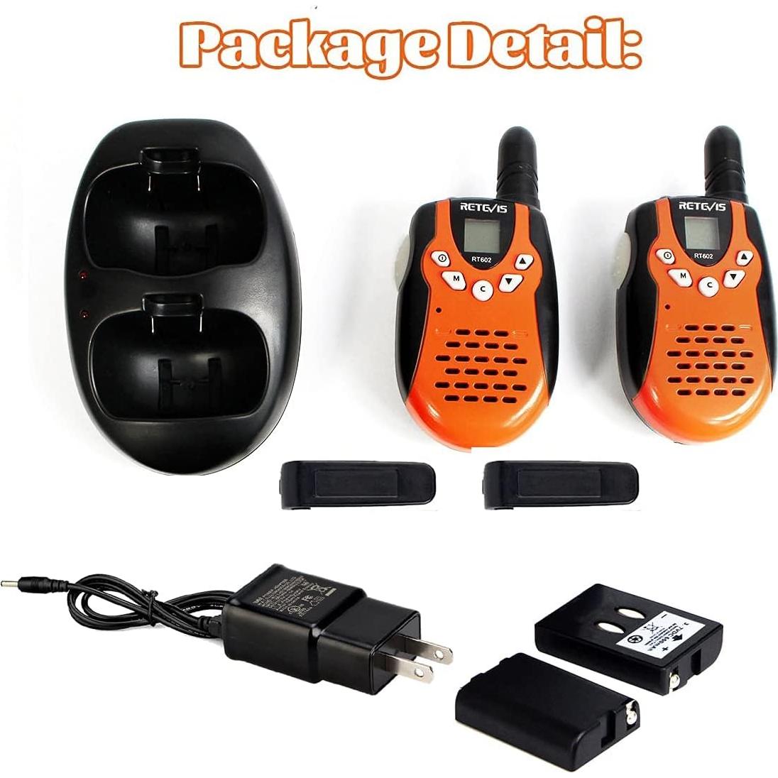 Walkie Talkies Retevis RT602 Recargables para Niños Naranja
