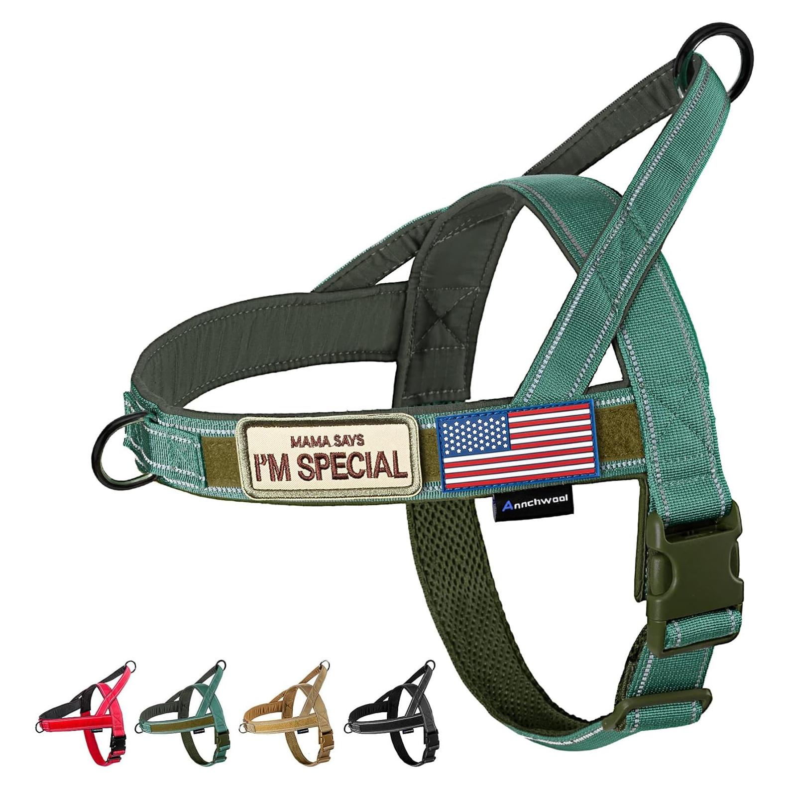 Arnés para Perros Annchwool Sin Tirones Verde L Acolchado Reflectante