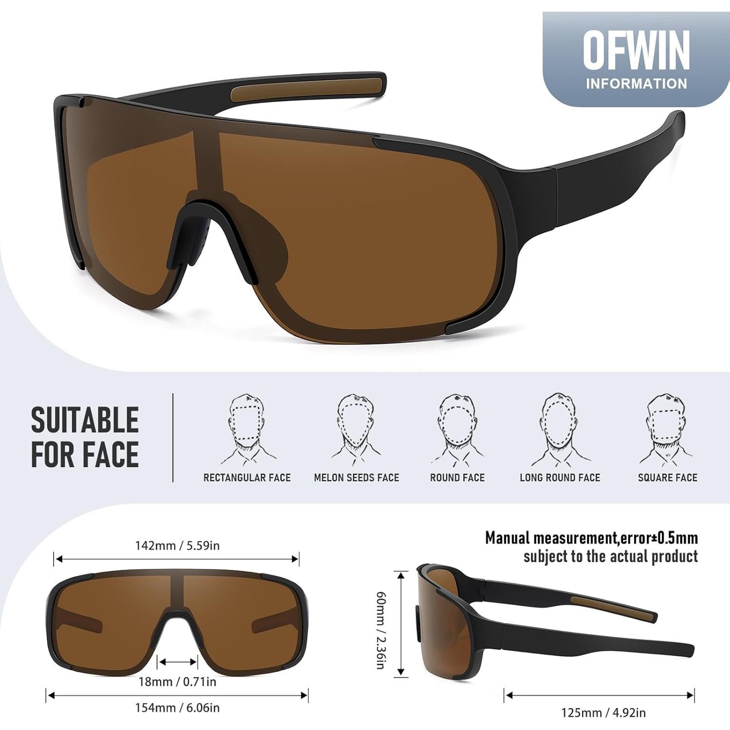 Gafas de sol deportivas Ofwin UV400 para pesca y running