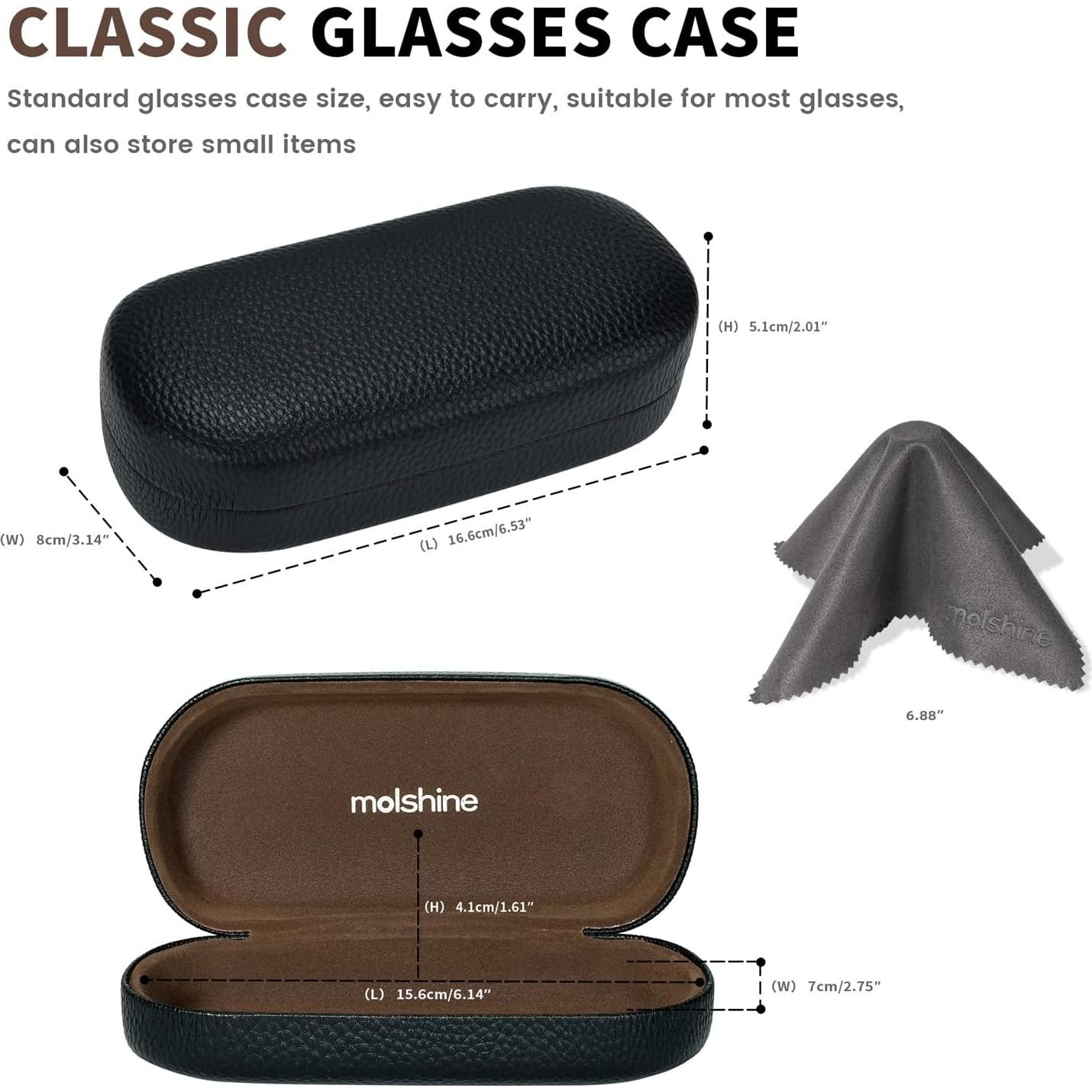 Funda Dura de Cuero Molshine para Gafas de Sol Grande