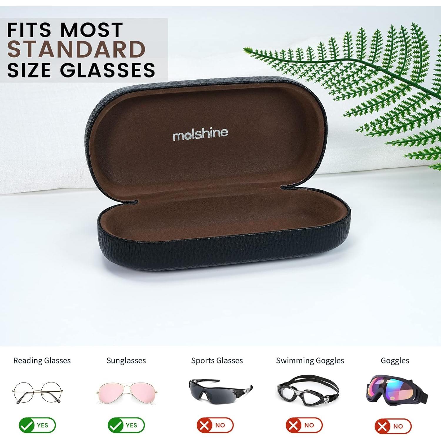 Funda Dura de Cuero Molshine para Gafas de Sol Grande