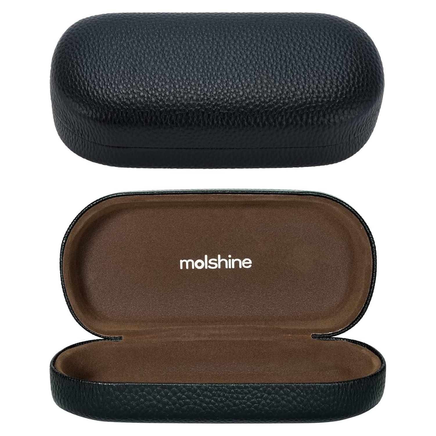 Funda Dura de Cuero Molshine para Gafas de Sol Grande