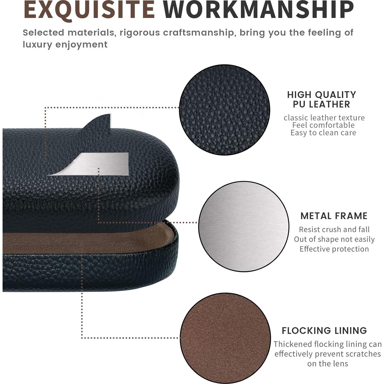 Funda Dura de Cuero Molshine para Gafas de Sol Grande