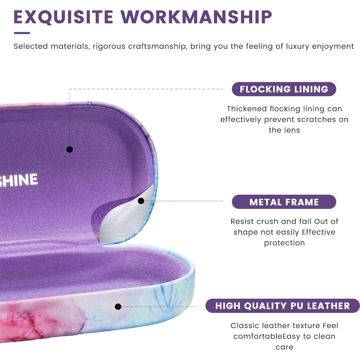 Funda Dura de Cuero Molshine para Gafas de Sol Rosa