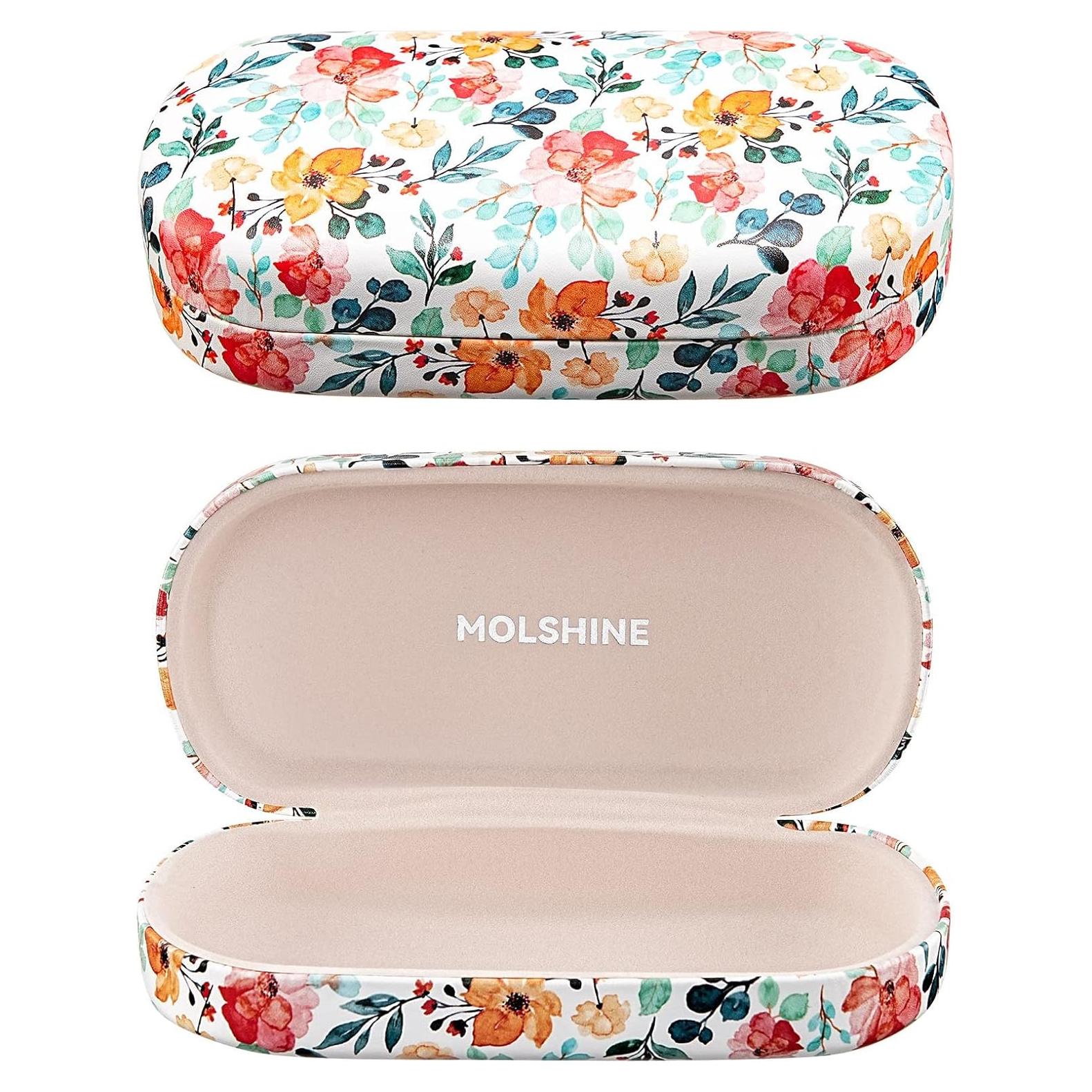 Molshine Funda Dura de Cuero para Gafas de Sol Grande