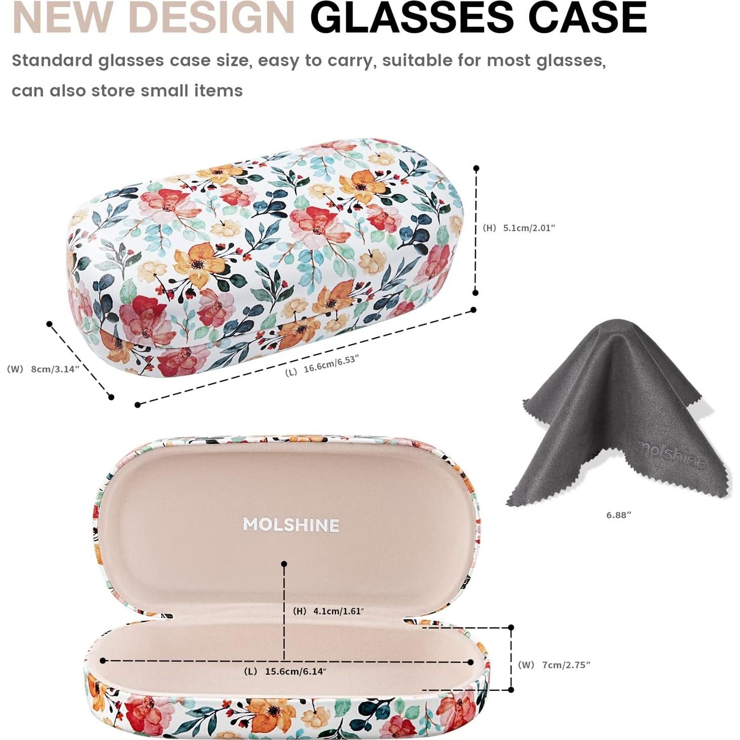 Molshine Funda Dura de Cuero para Gafas de Sol Grande