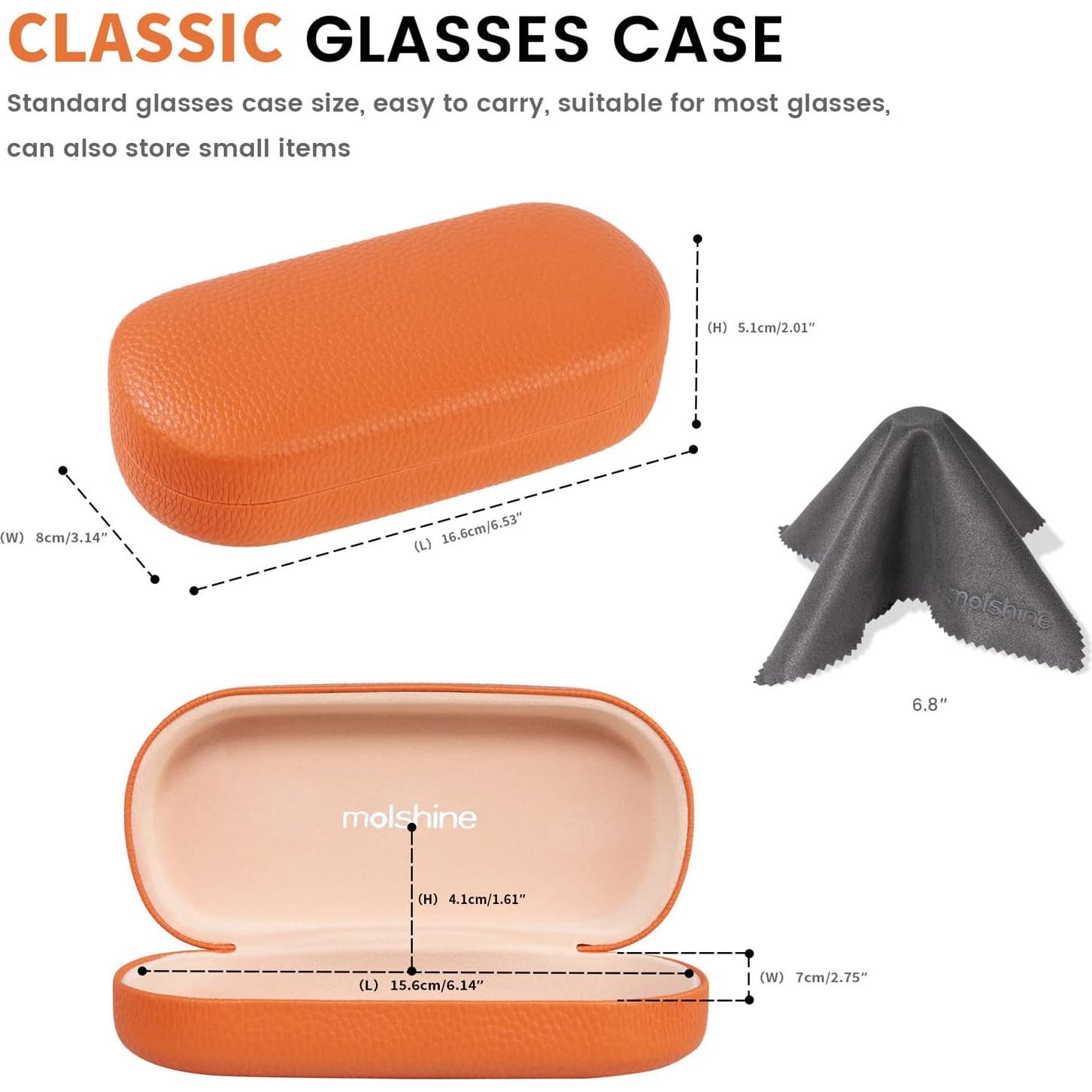 Molshine Funda Dura de Cuero para Gafas Unisex Naranja