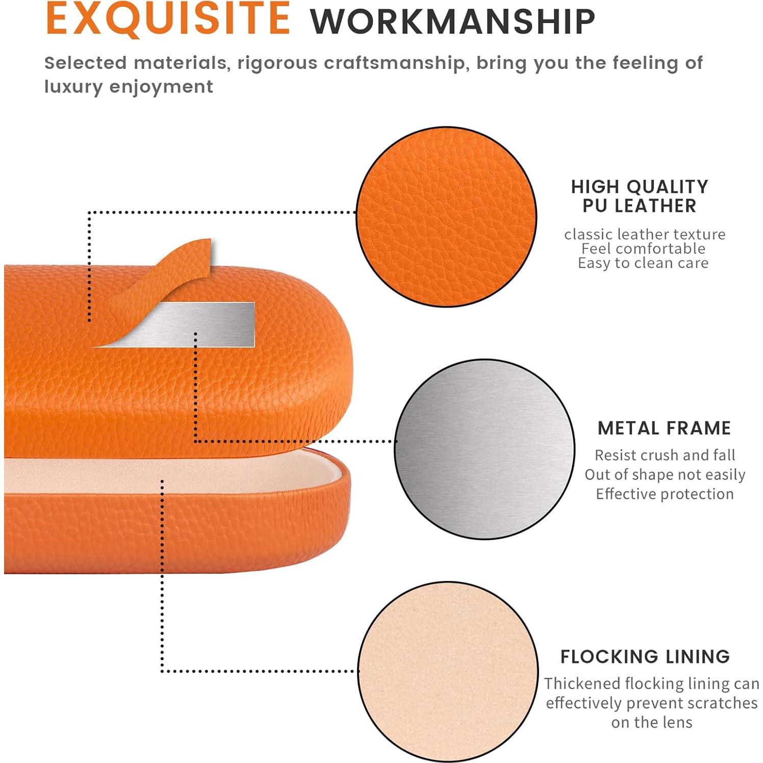 Molshine Funda Dura de Cuero para Gafas Unisex Naranja