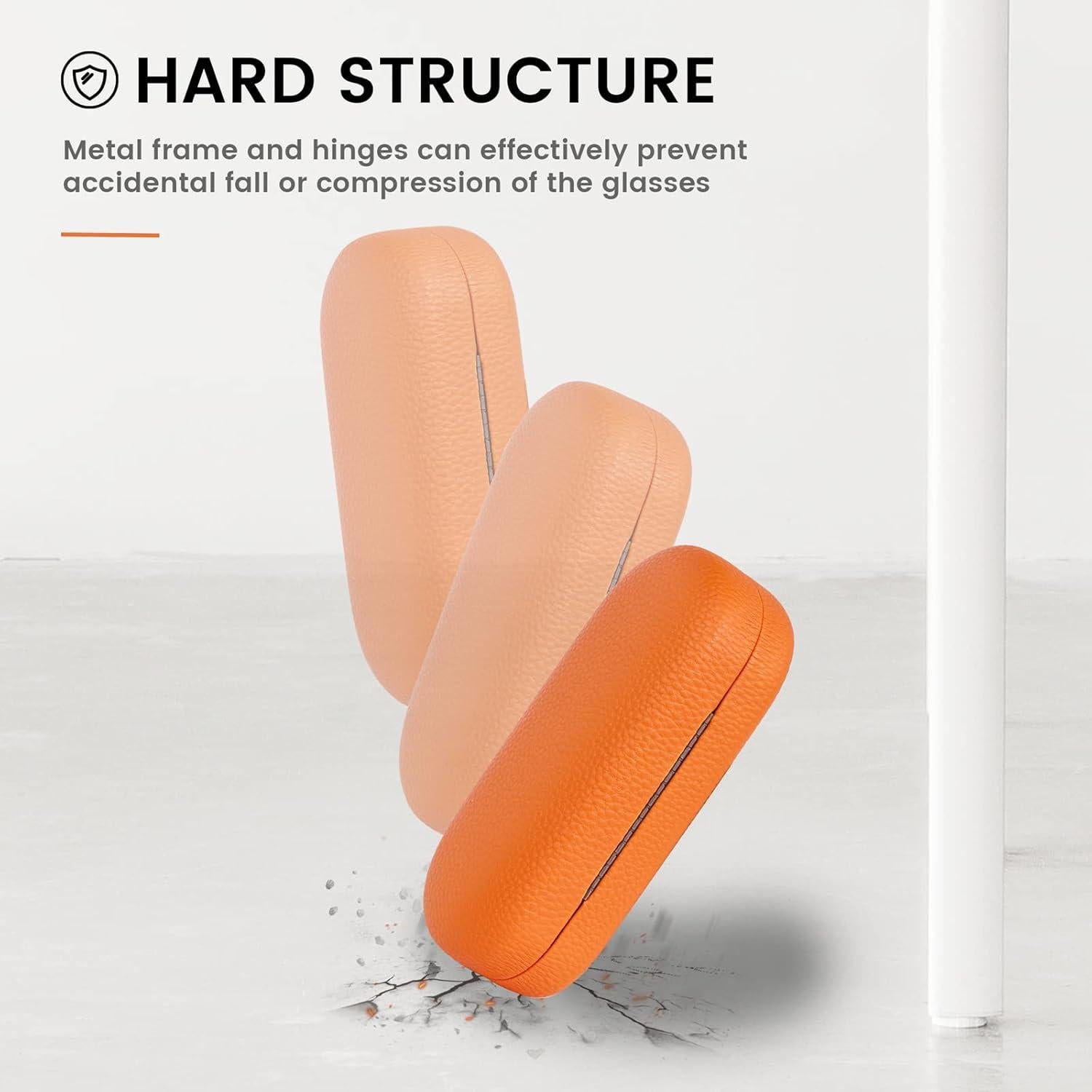 Molshine Funda Dura de Cuero para Gafas Unisex Naranja