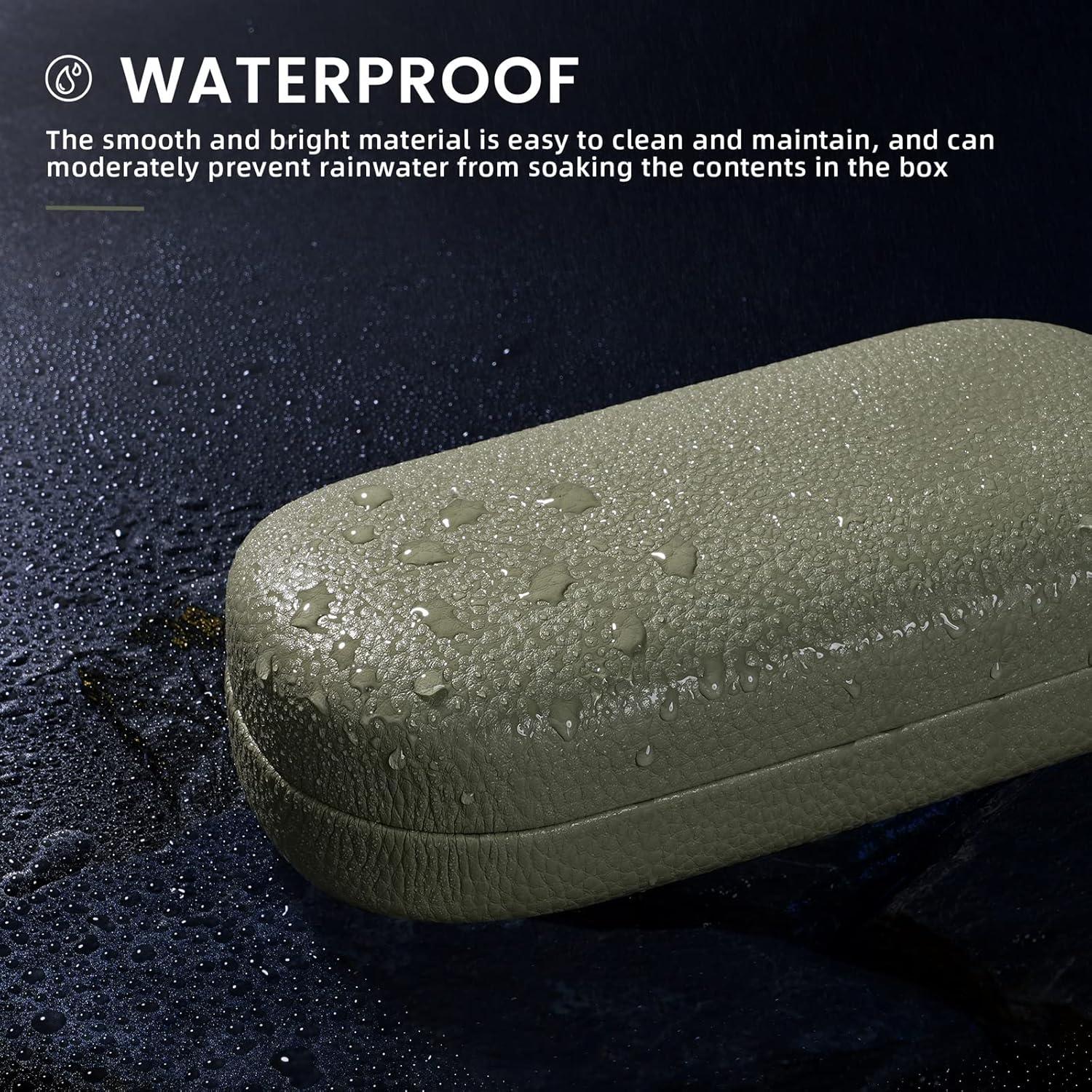 Funda Dura de Cuero Molshine para Gafas de Sol Verde Oliva