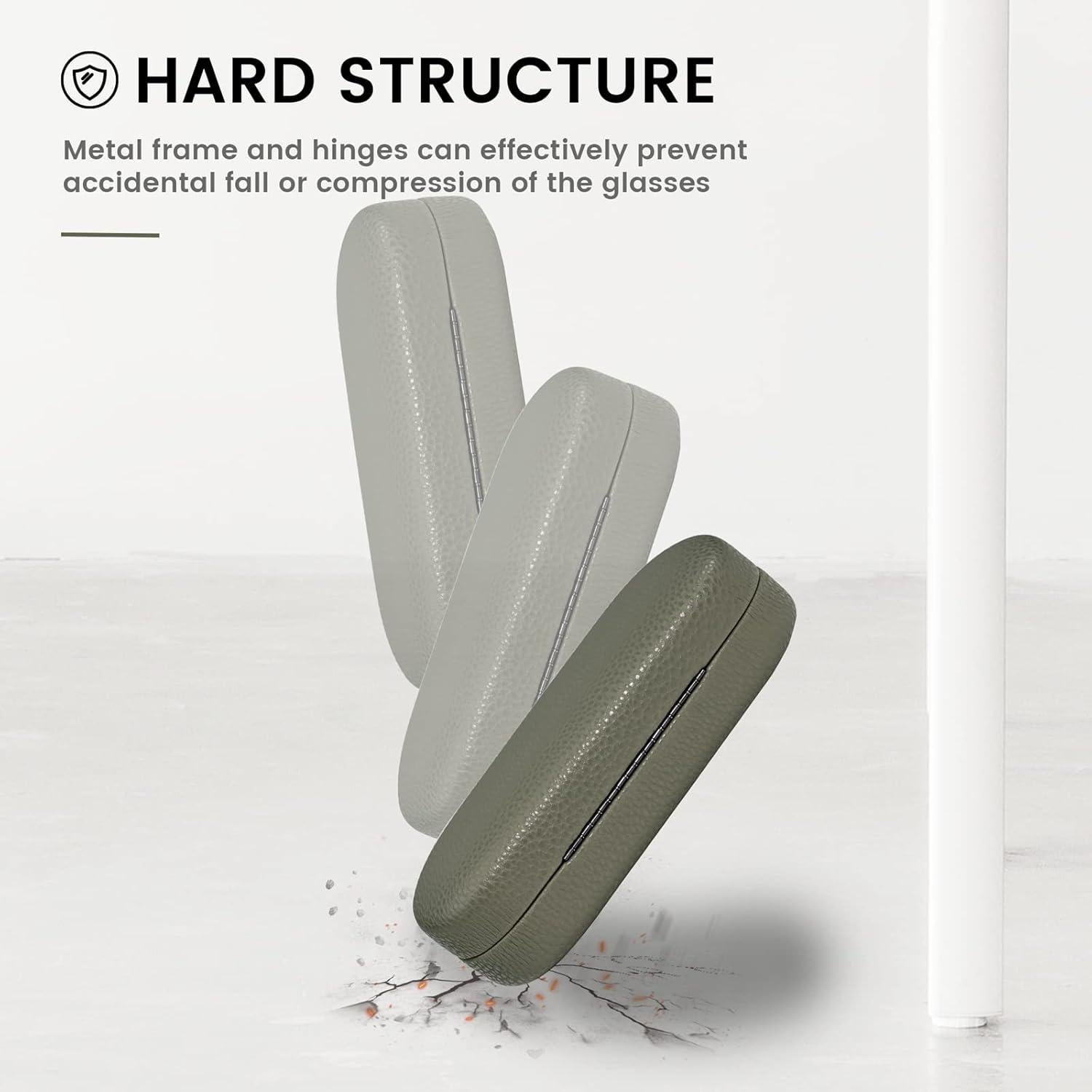 Funda Dura de Cuero Molshine para Gafas de Sol Verde Oliva