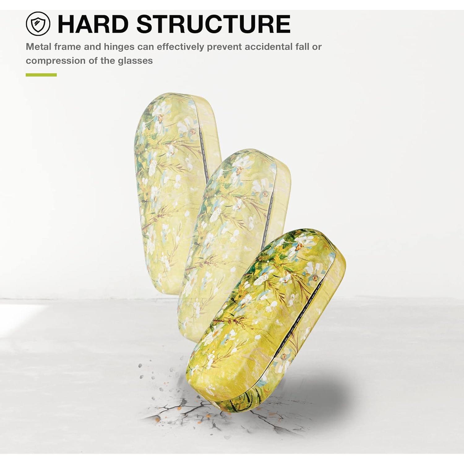 Molshine Funda Dura de Cuero para Gafas - Grande Verde