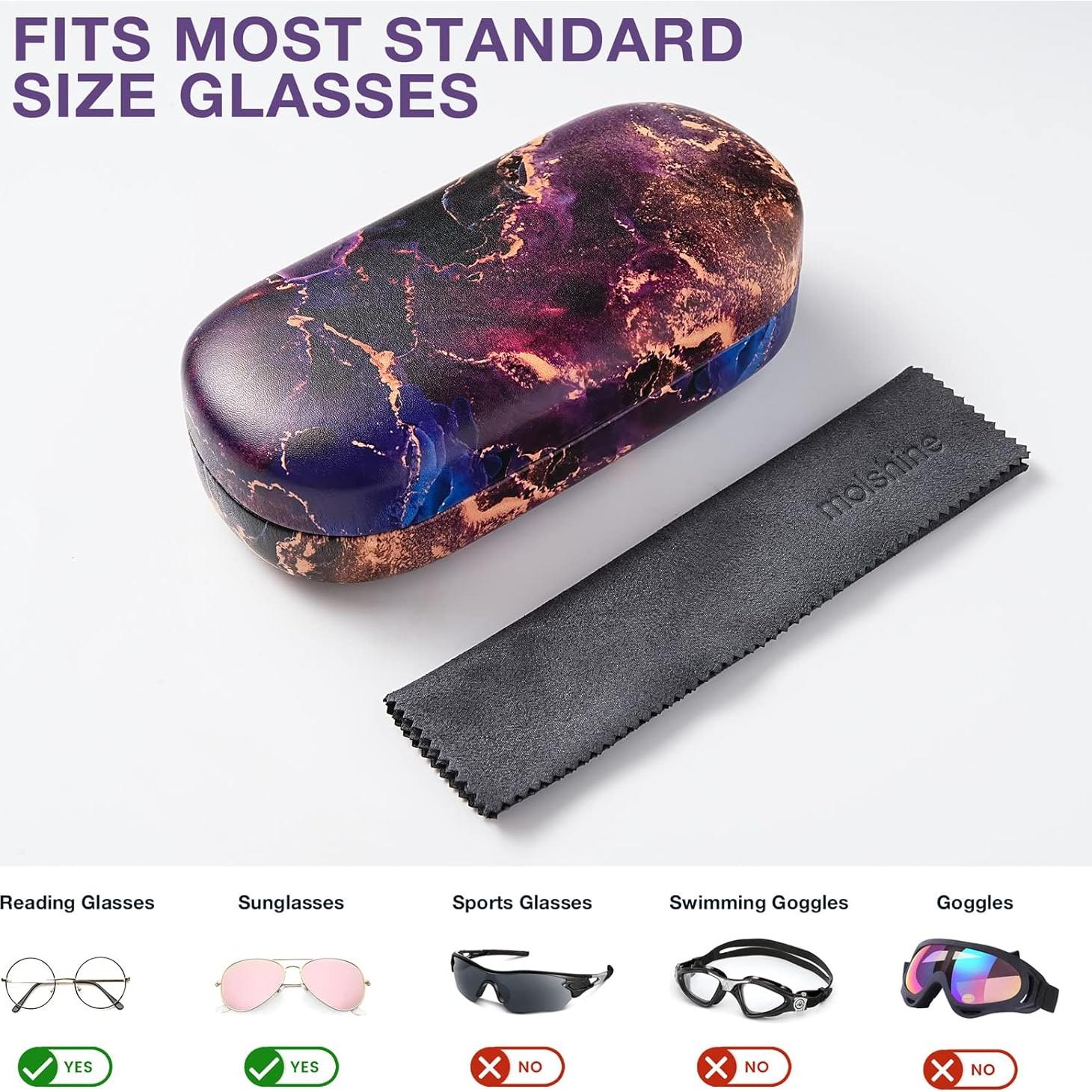 Molshine Funda Dura de Cuero para Gafas de Sol Grande