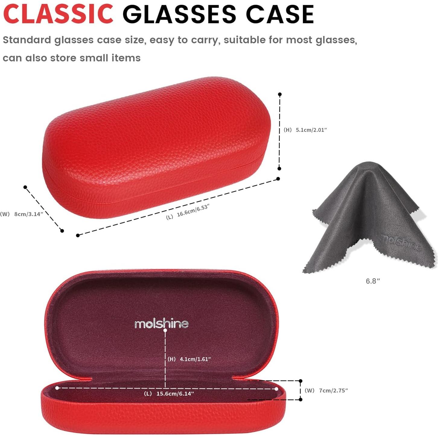 Molshine Funda Dura de Cuero para Gafas de Sol Grande