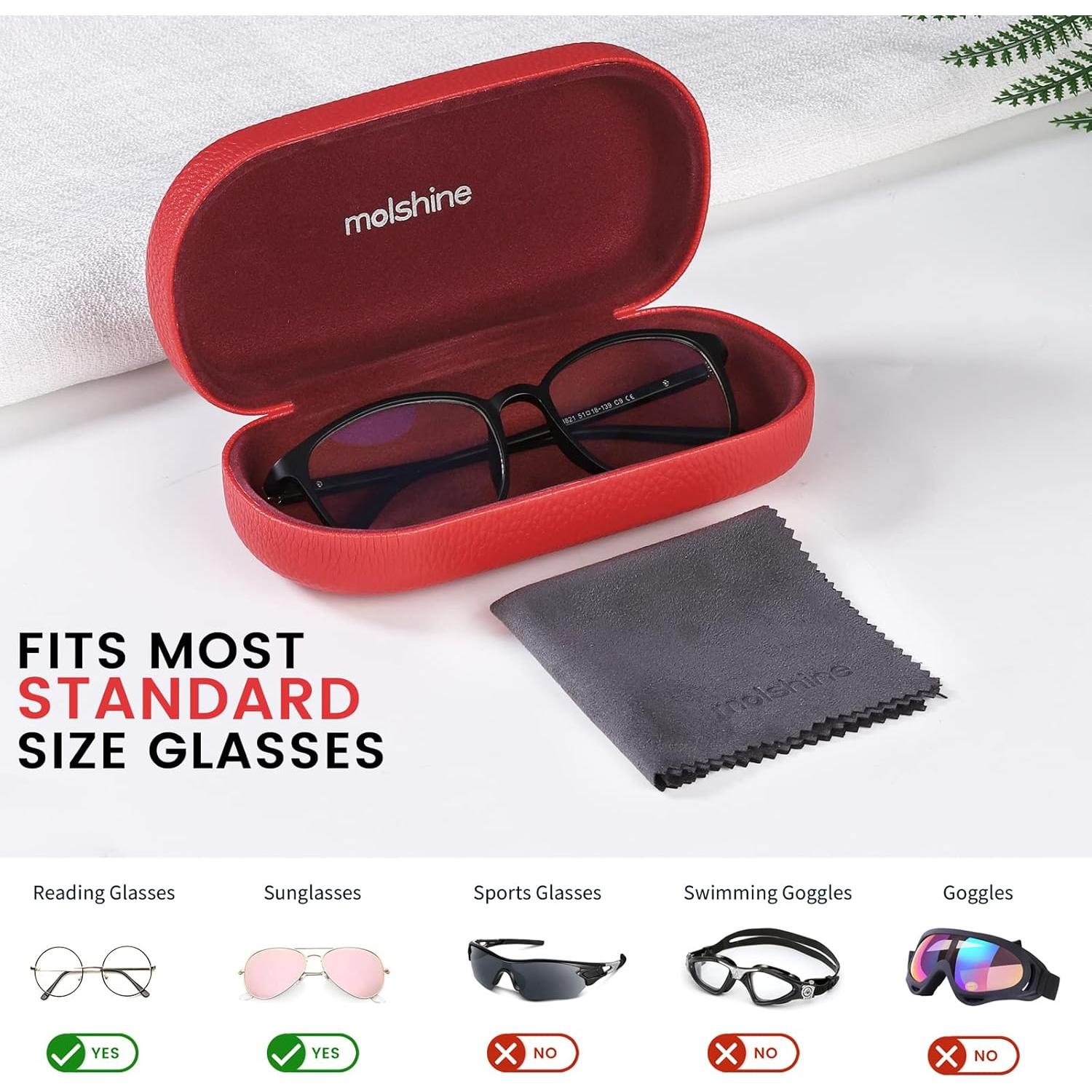 Molshine Funda Dura de Cuero para Gafas de Sol Grande