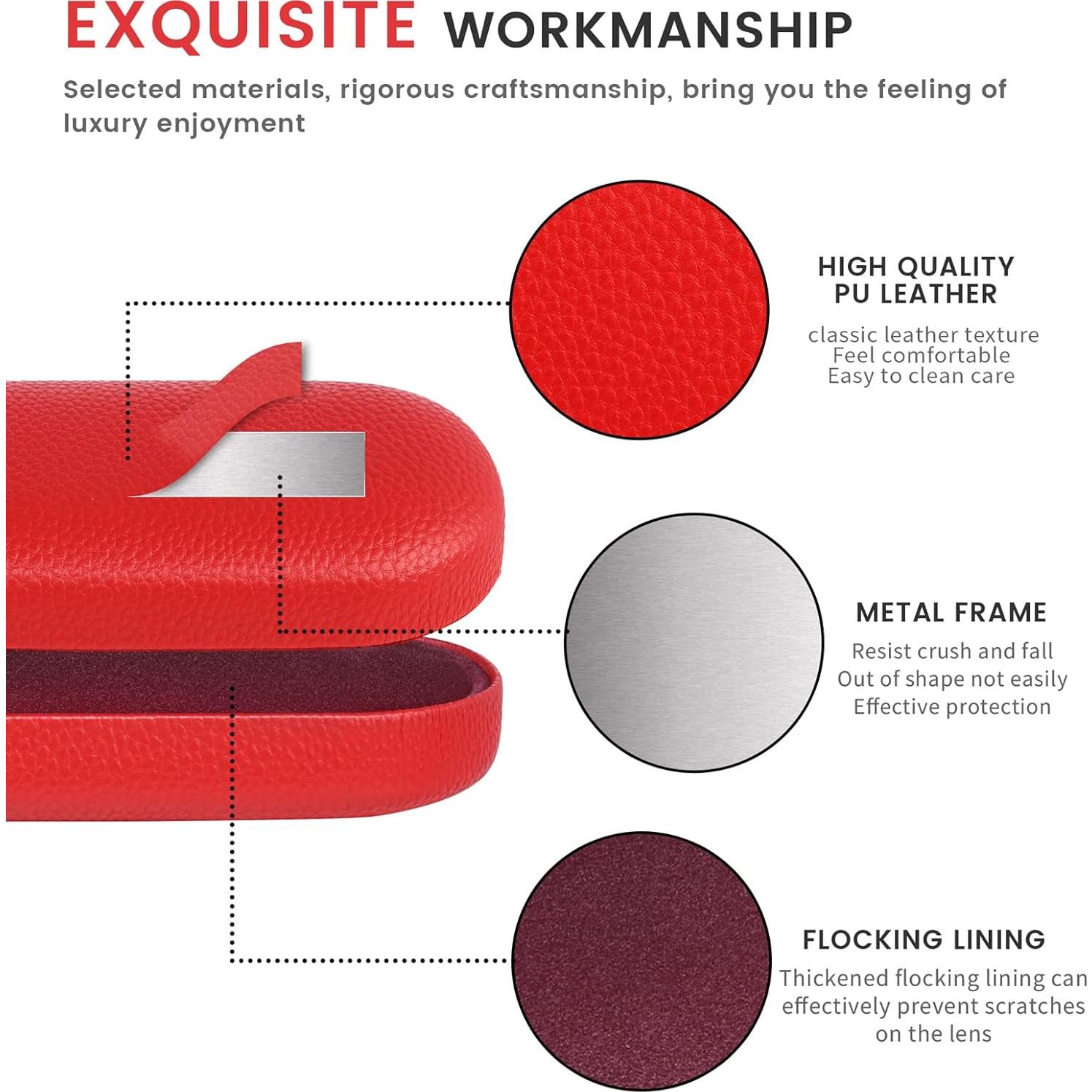 Molshine Funda Dura de Cuero para Gafas de Sol Grande