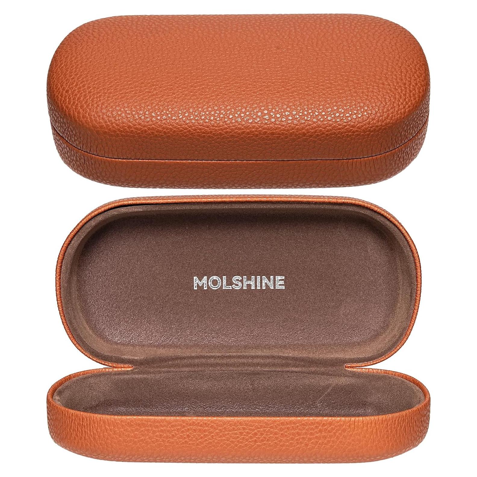 Funda Dura de Cuero Molshine para Gafas de Sol Grande