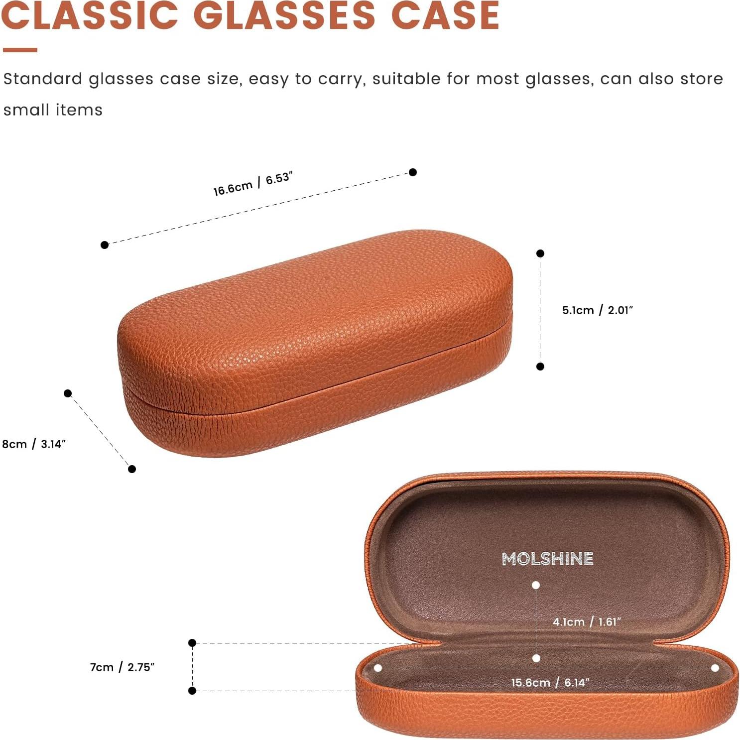 Funda Dura de Cuero Molshine para Gafas de Sol Grande