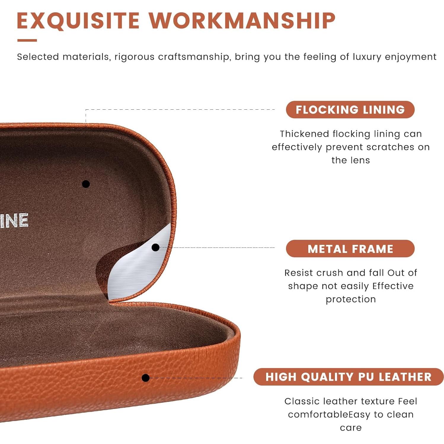 Funda Dura de Cuero Molshine para Gafas de Sol Grande