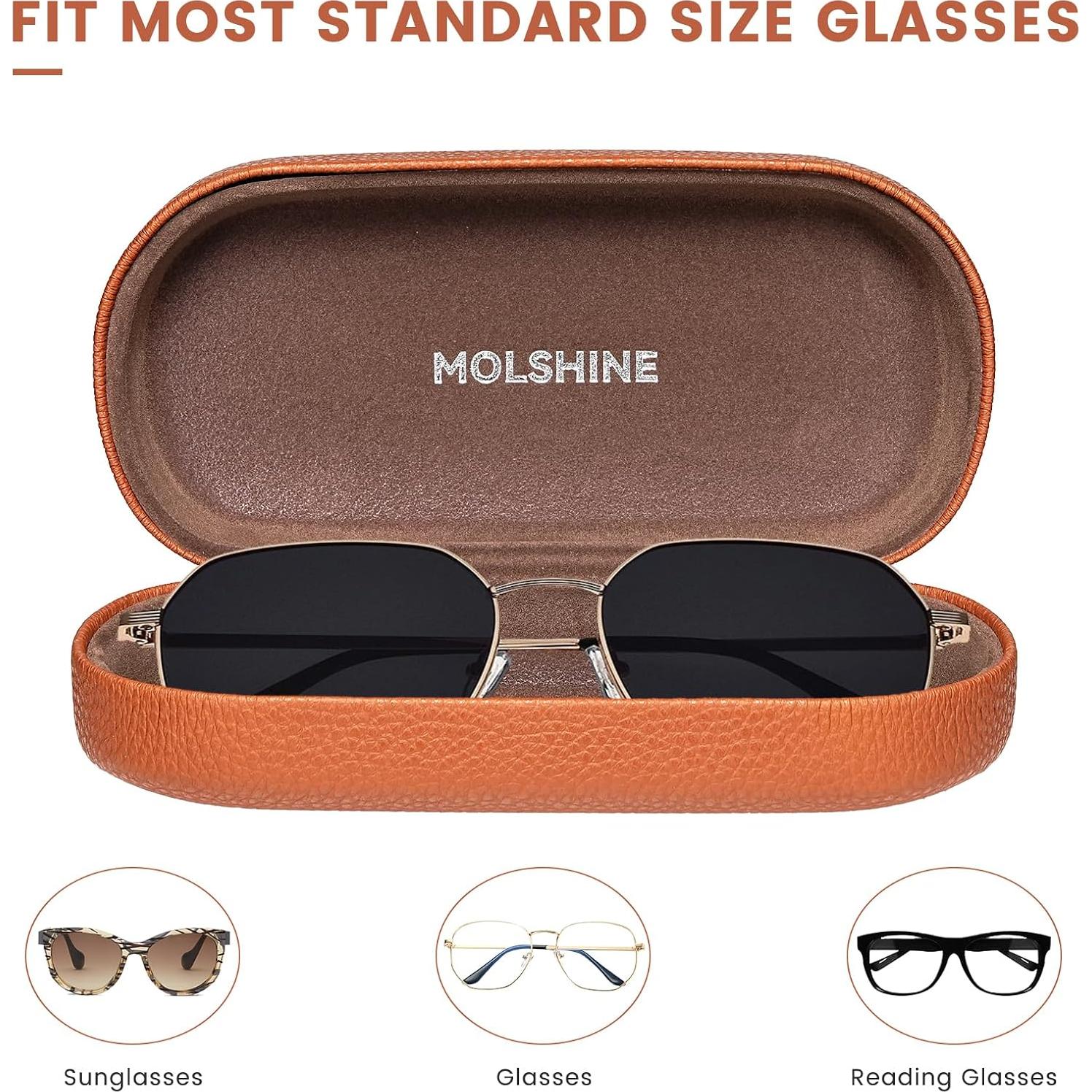 Funda Dura de Cuero Molshine para Gafas de Sol Grande