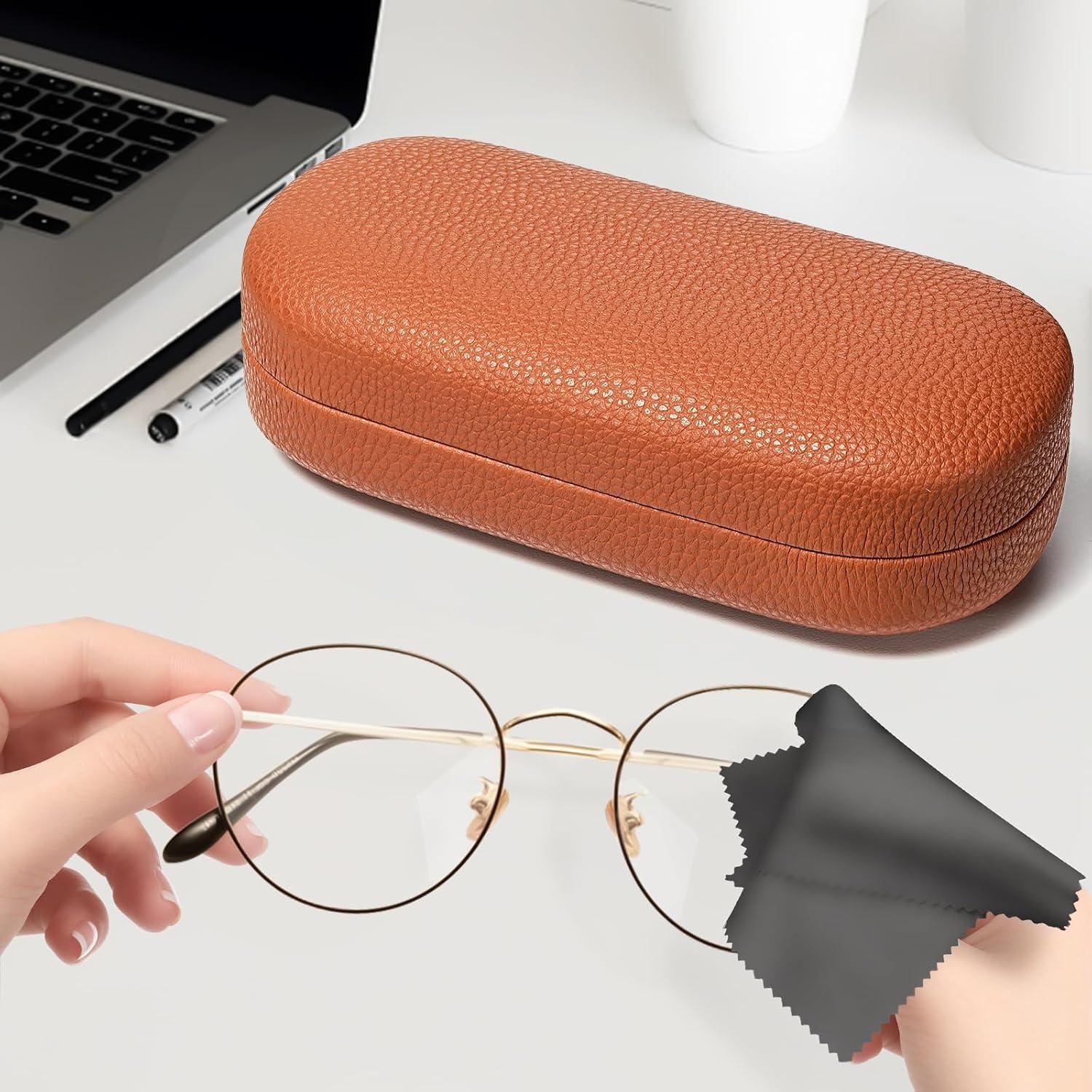 Funda Dura de Cuero Molshine para Gafas de Sol Grande