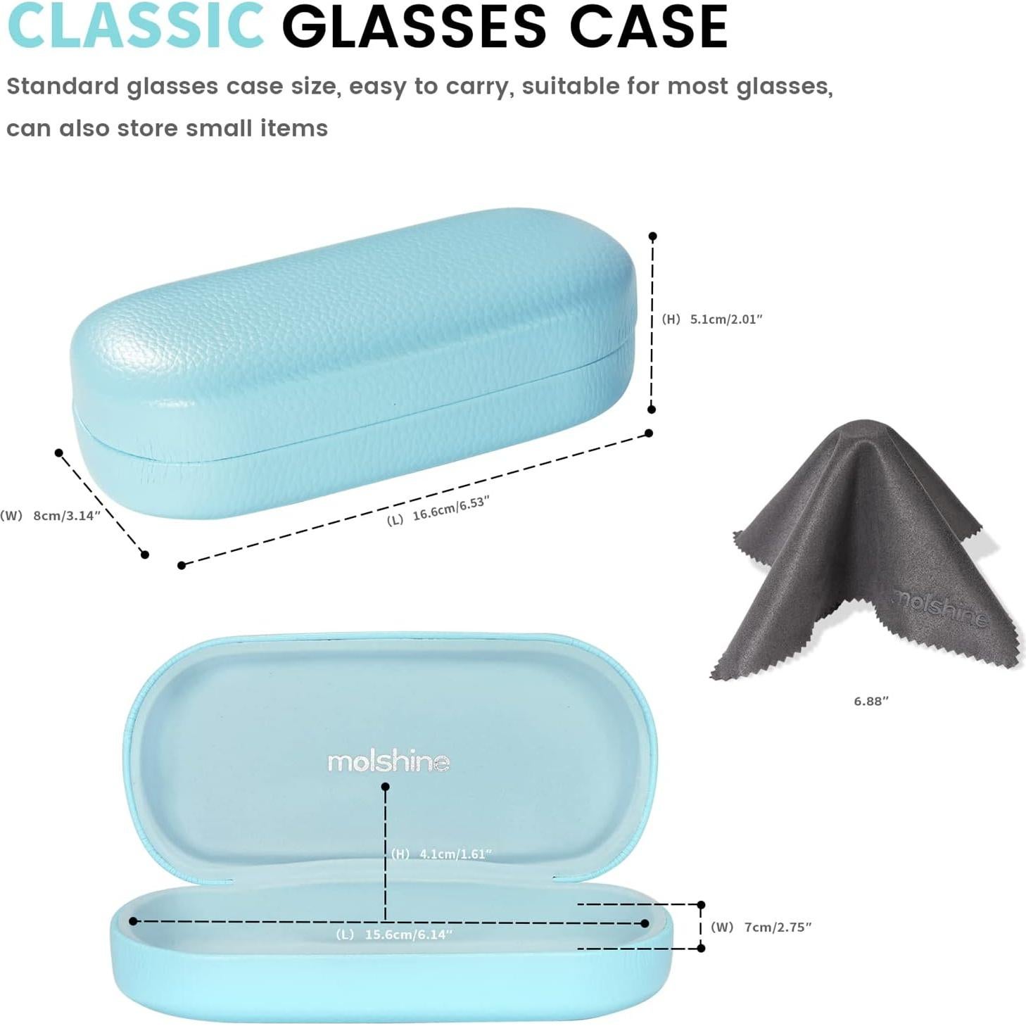 Funda Dura Molshine para Gafas de Sol Azul 15.6x7x4.1cm