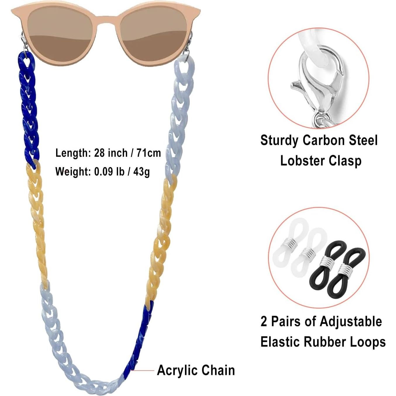 Cadena de Gafas Acrílica Cosace 71 cm Antideslizante Bicolor