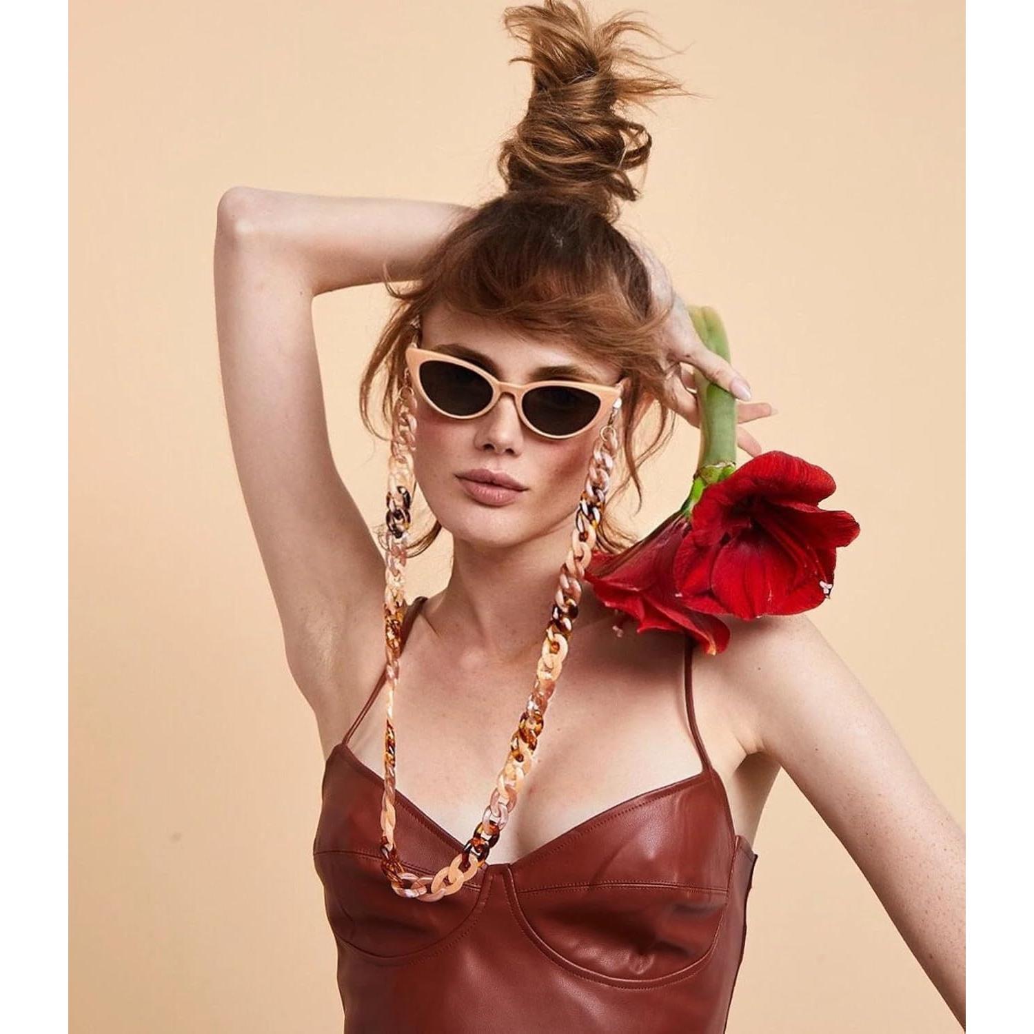 Cadena de Gafas Acrílica para Mujeres 71 cm Soporte Alrededor del Cuello