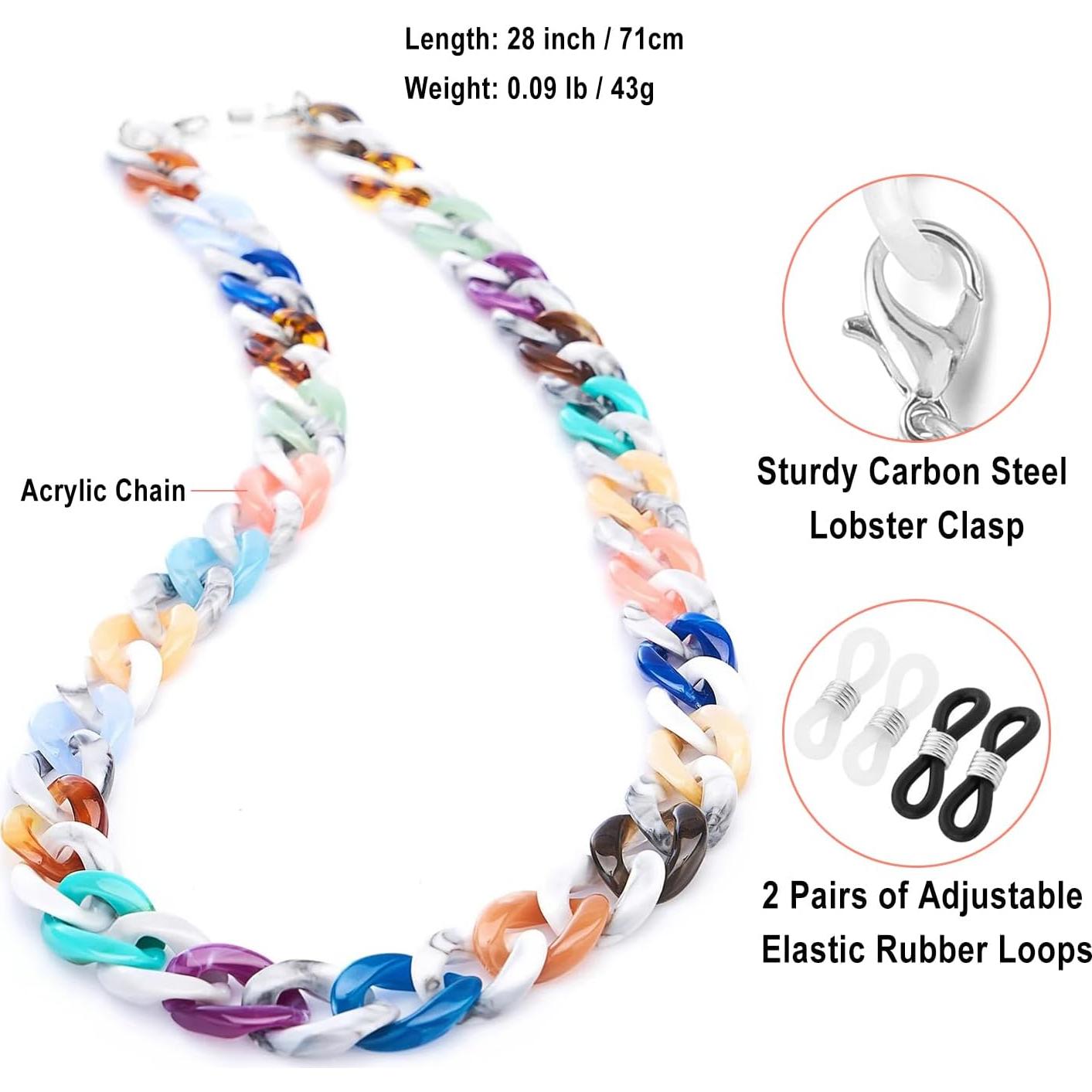 Cadena de Gafas Acrílica para Mujeres 71 cm Soporte Lanyard